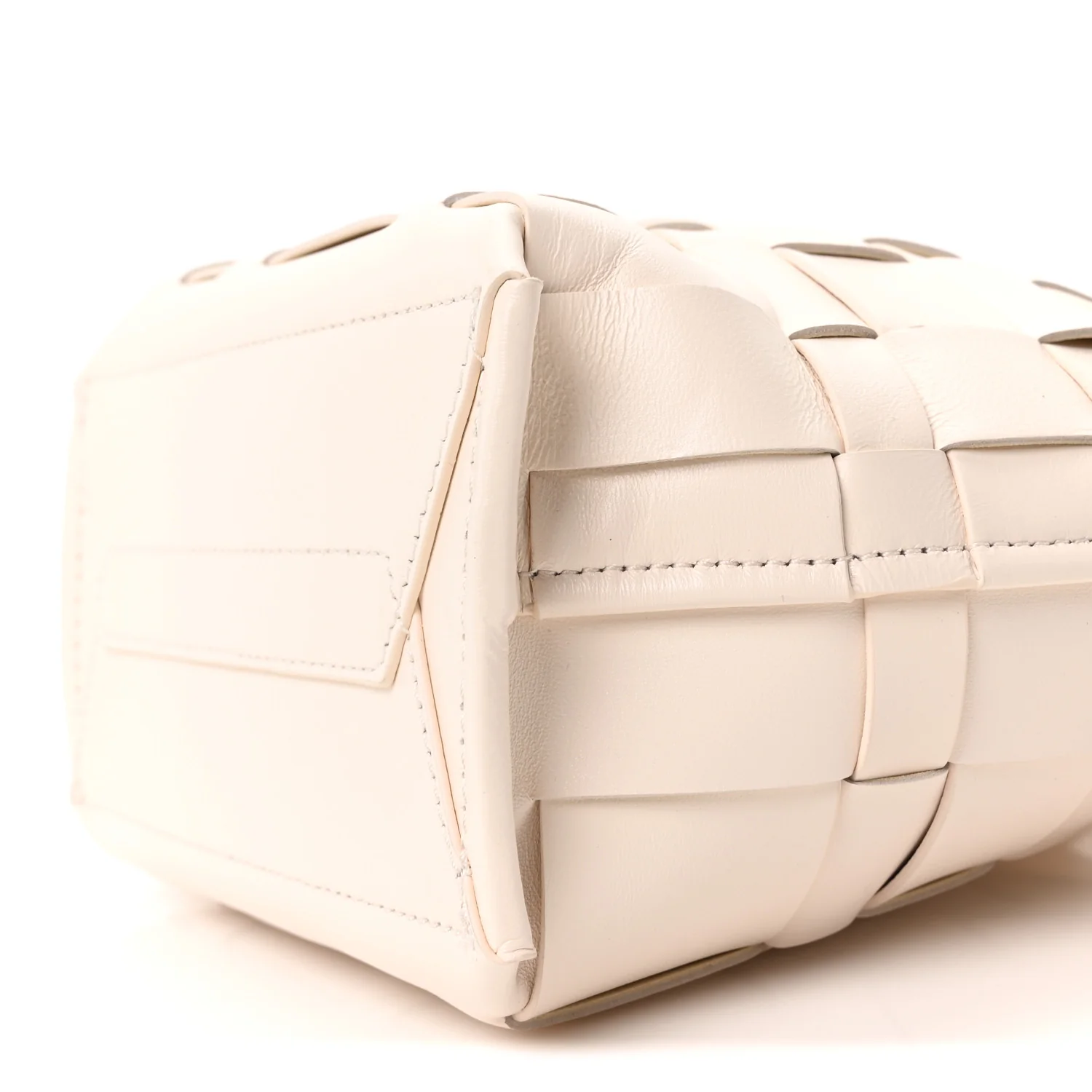 Smooth Calfskin Odita Mini Modern Lattice Bucket Bag Off White