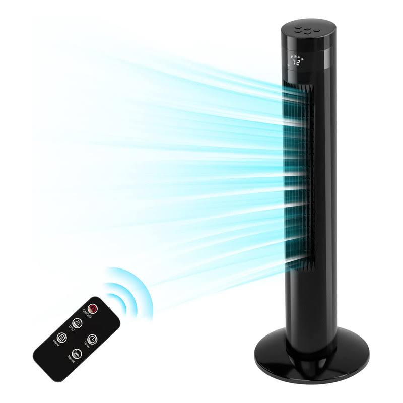 Antarctic Star Tower Fan Oscillating Fan Quiet Cooling Remote Control Powerful Standing 3 Speeds Wind Modes Bladeless Floor Fans Portable Bladeless