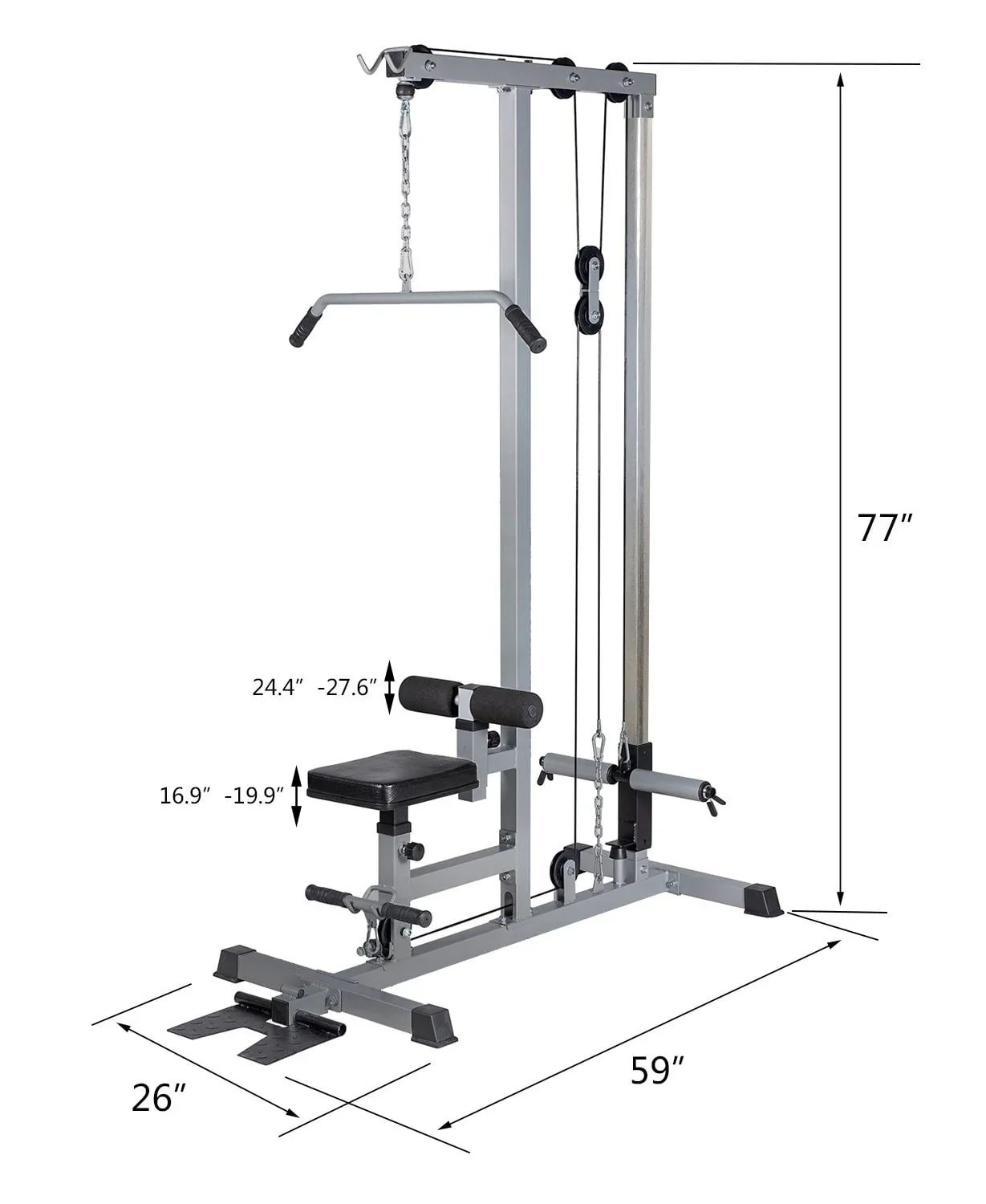 GDLF Lat Pull Down Machine Multifunction Low Row Bar Cable Fitness Body Workout Gym