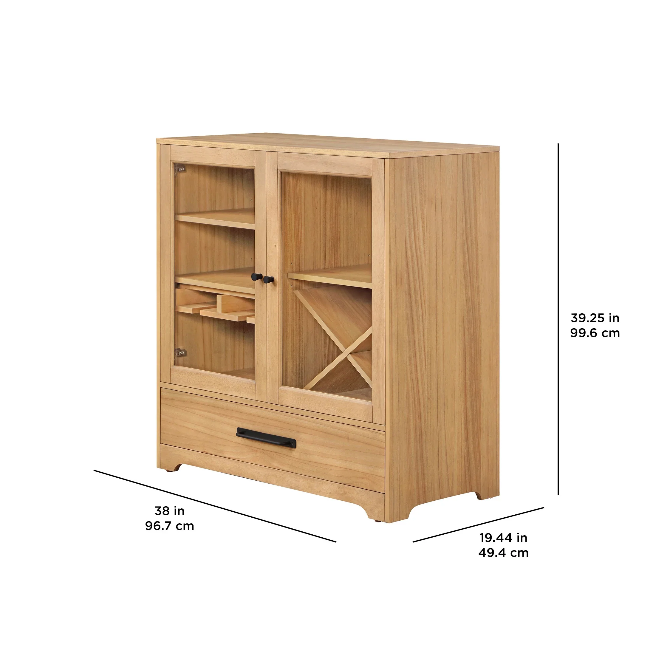 Better Homes & Gardens Aster Bar Cabinet with Drawer, Solid Wood Frame, Natural Oak Finish, by Dave & Jenny Marrs