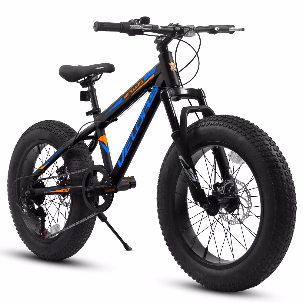20 Inch Fat Tire Bike Adult 7 Speed Mountain Bike, Dual Disc Brakes, High Carbon Steel Frame, Front Suspension, Mountain Buggy, City Commuter City Bike, Fat Tire Bike   Black