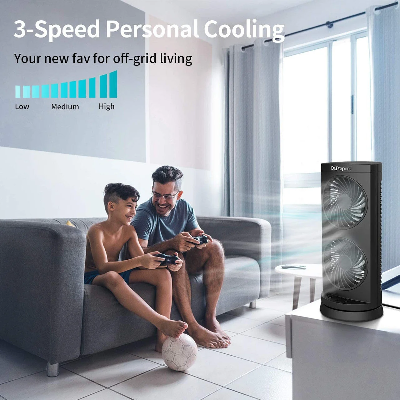 12 inch Dual Oscillating Tower Fan