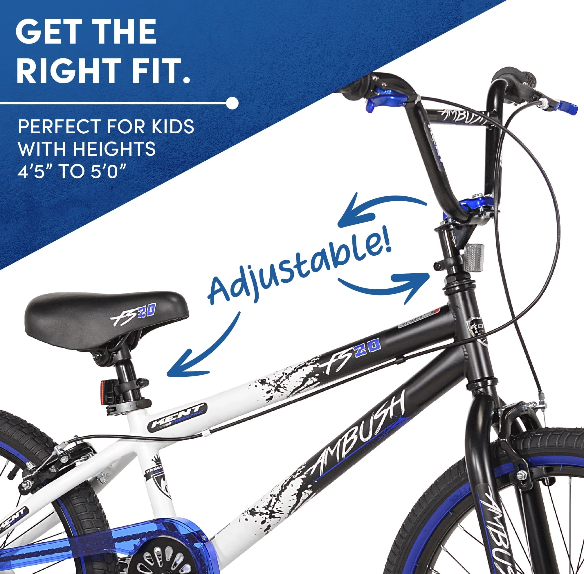 Bicycles 20" Boy's Ambush BMX Child Bike, Black/Blue Image 4