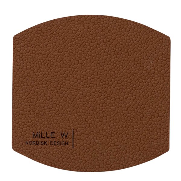 Ellips glassbrikke 10x10 cm brun