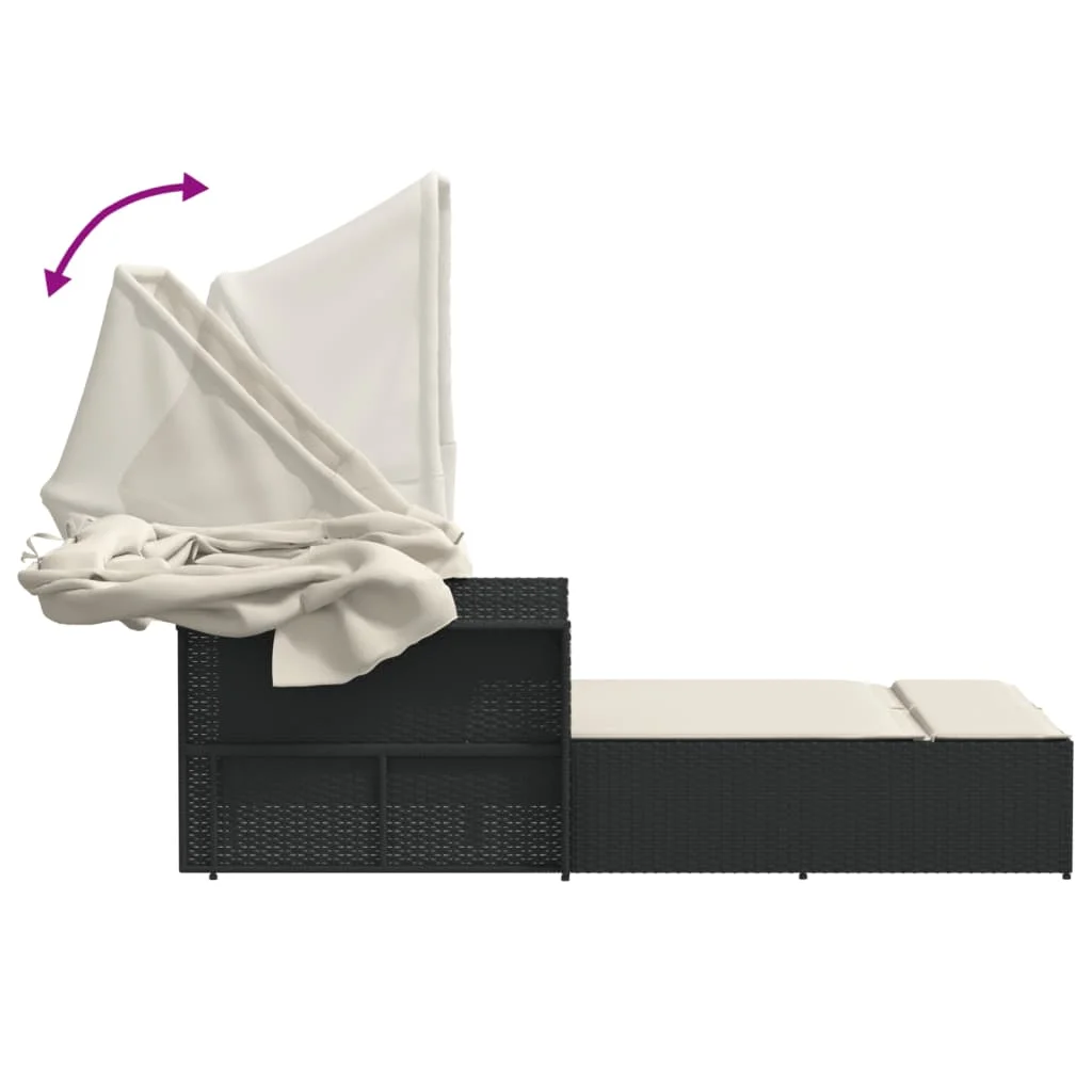 Powder Coated Steel Removable Canopy and Cushions Double Sun Lounger, Beige(1 pcs/Beige) - Image 10