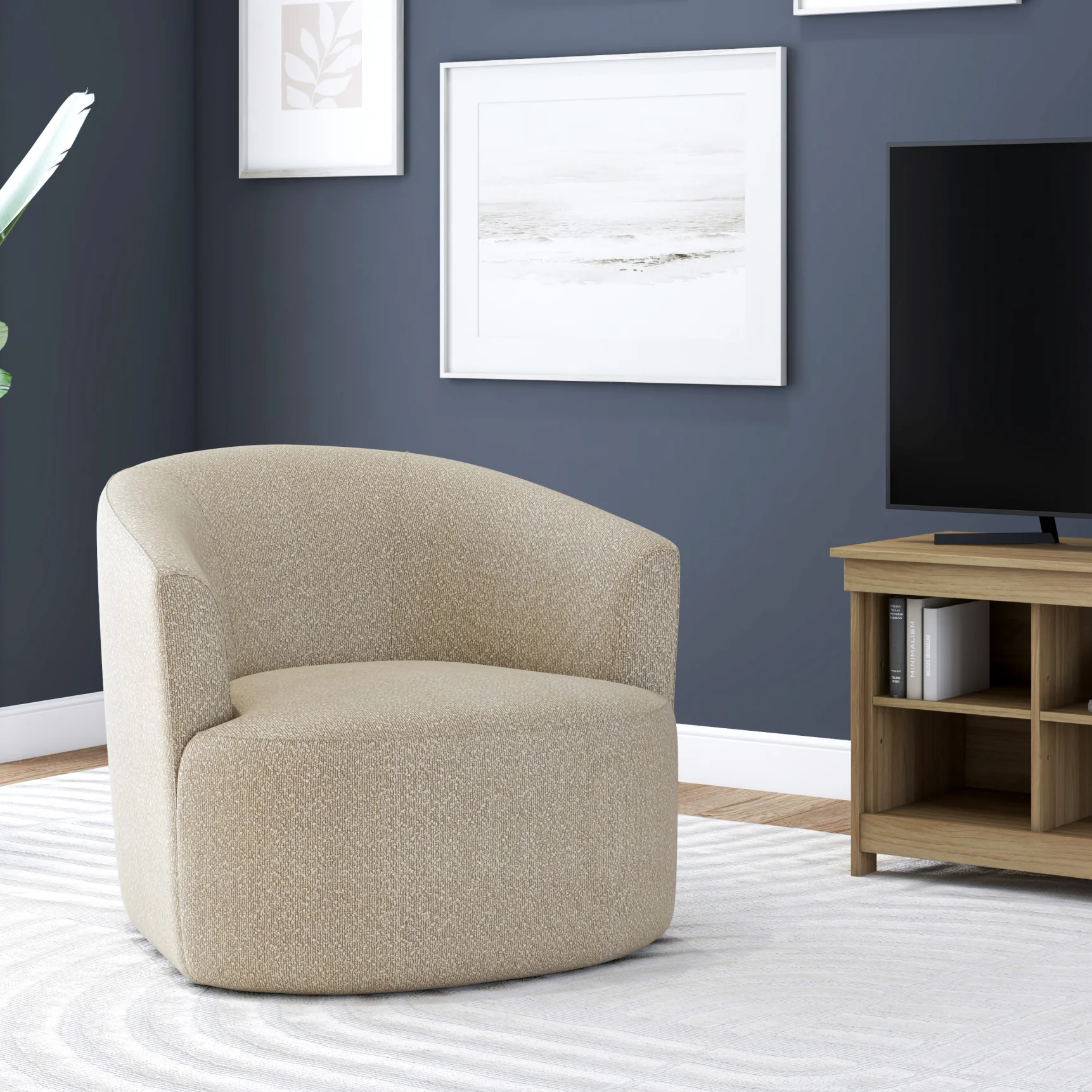Boucle Swivel Accent Chair, Taupe(Taupe) - Image 9