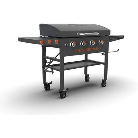 Blackstone 36 Griddle with Hood & Four Burners - Stainless Steel Gas Griddle with Hood, Wheels, Two Side Shelf & Magnetic Hooks Heavy Duty Outdoor