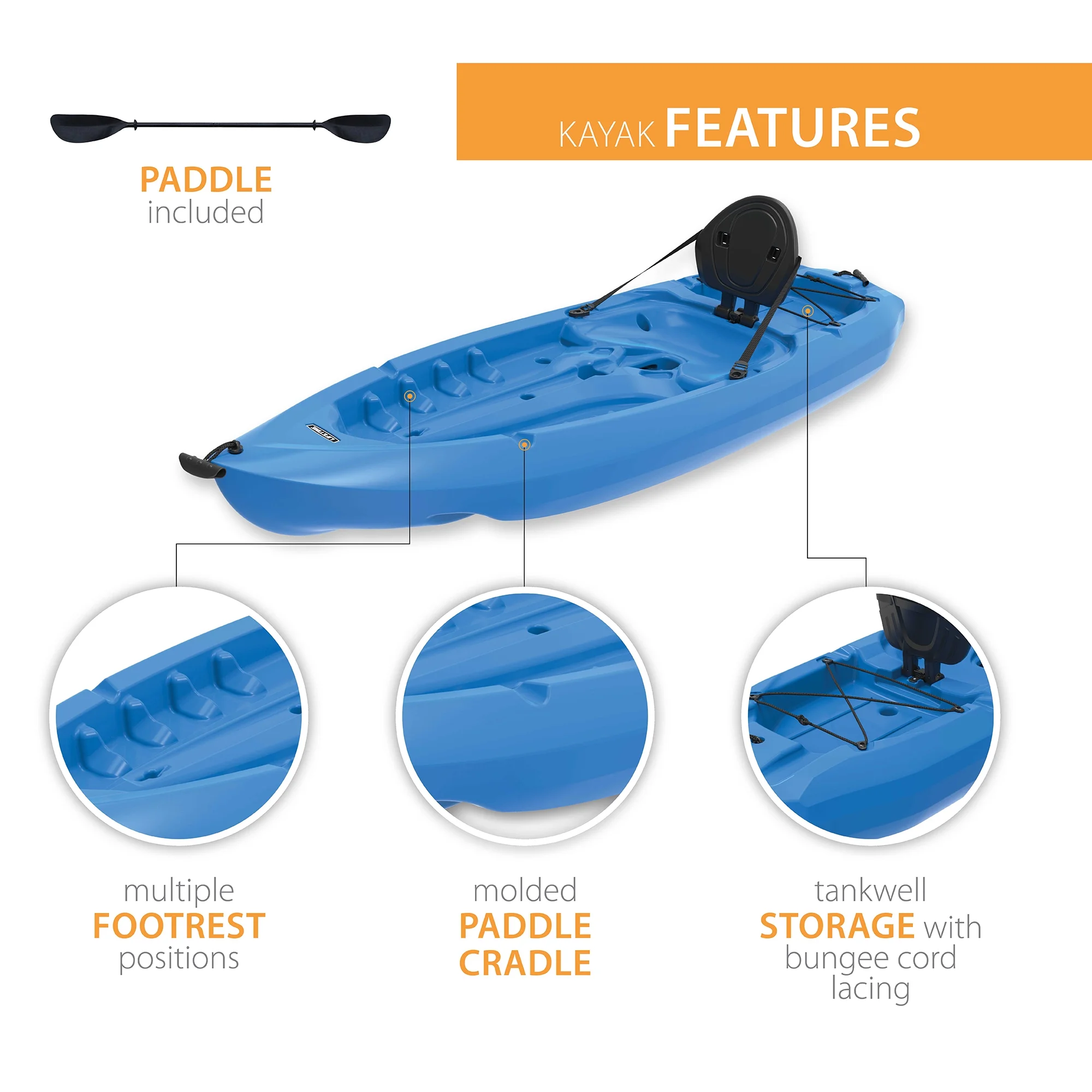 Lifetime Lotus 8 Ft Sit - on - Top Kayak, Blue (90112)