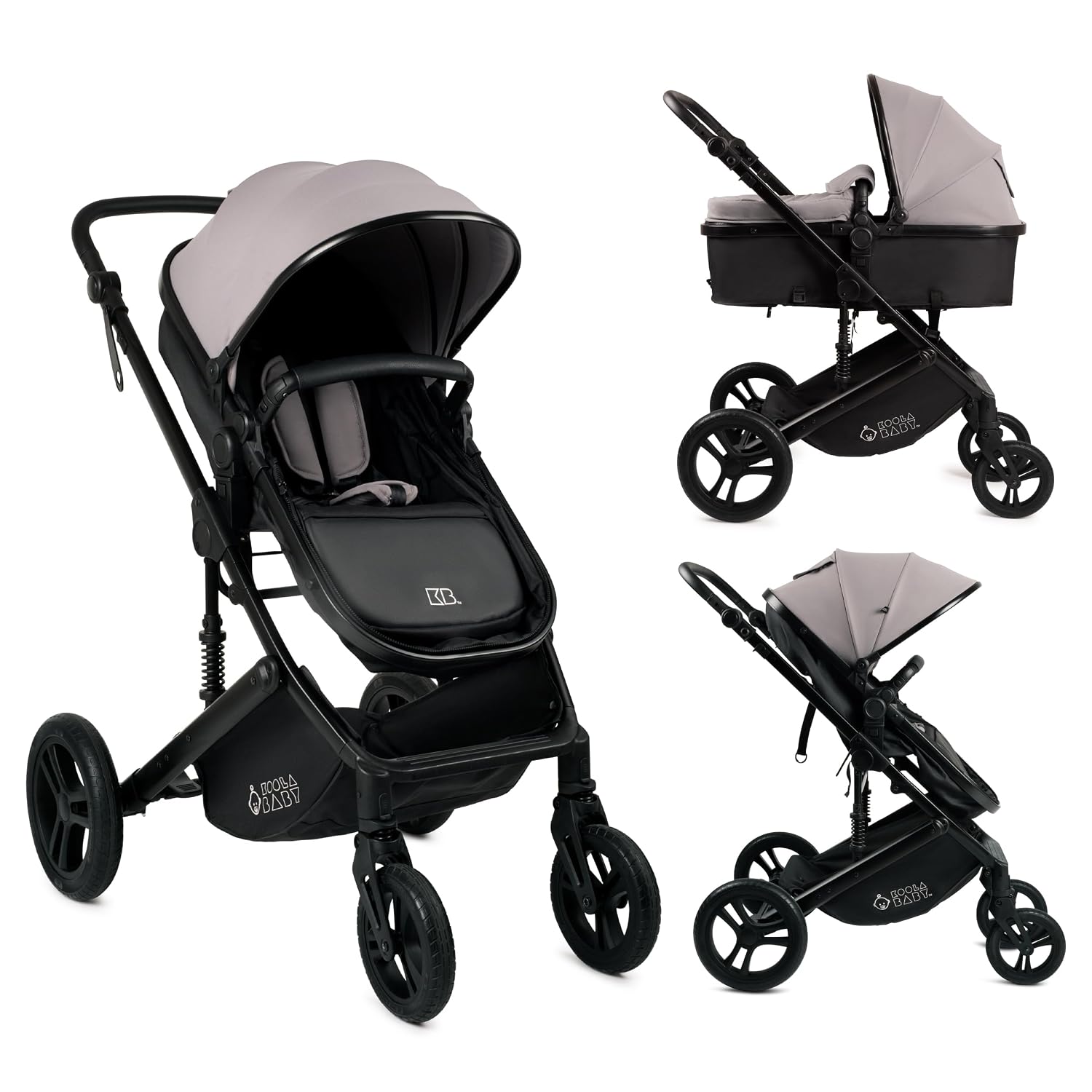 KOOLABABY 2-in-1 Foldable Baby Stroller – Newborn to Toddler Stroller with Extendable Canopy, 5-Point Harness & Large Storage Basket – One-Hand Fold