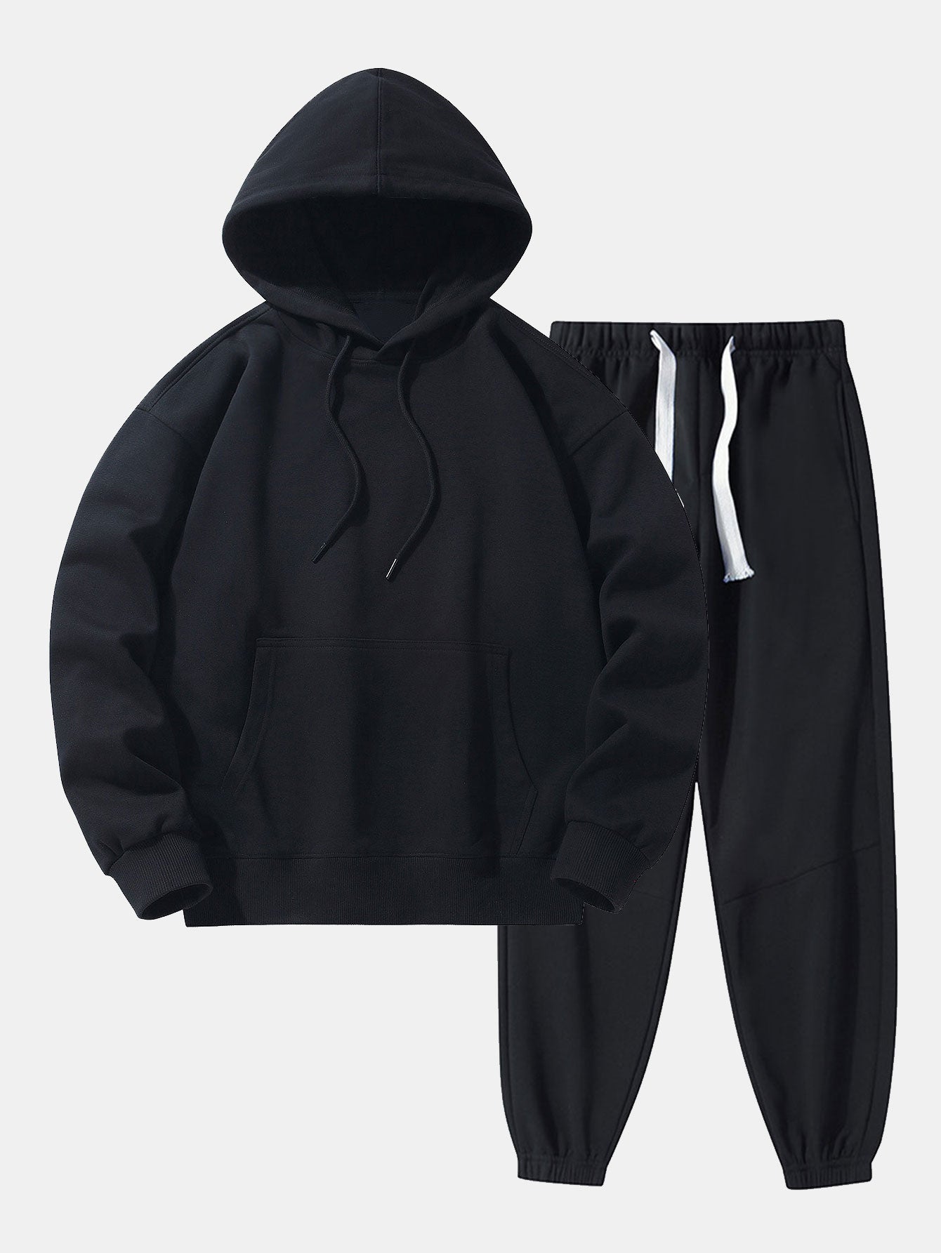 Sweat à capuche basique épais à épaules tombantes et pantalon de jogging