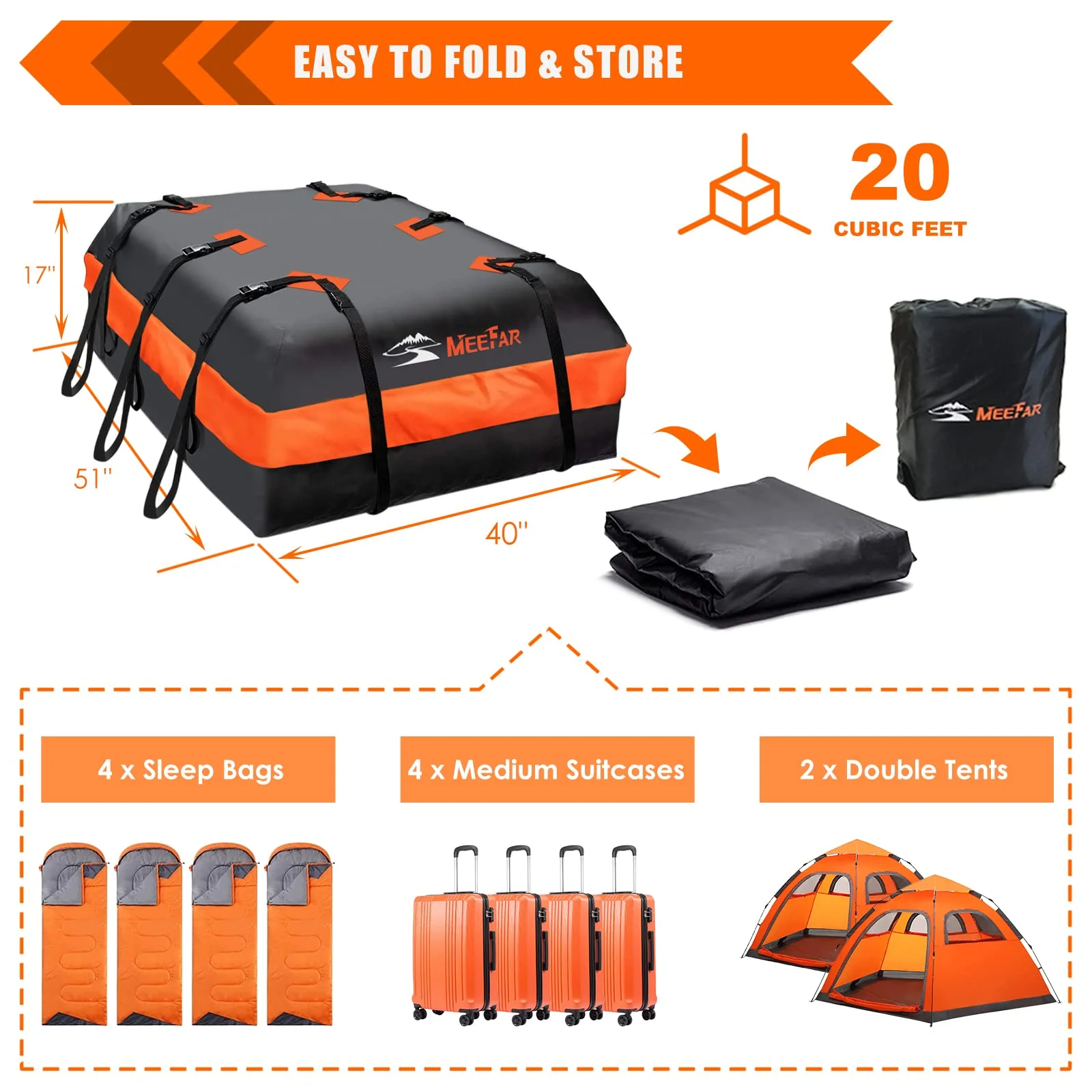 MeeFar Car Roof Bag XBEEK Rooftop top Cargo Carrier Bag