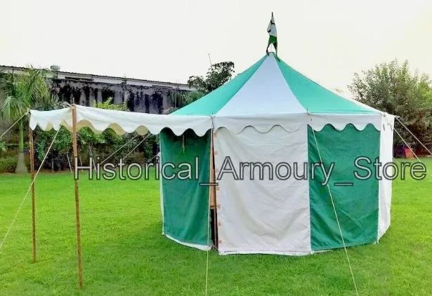 Medieval Round pavilion tent 3m White emerald green waterproof camping Tent Image 3