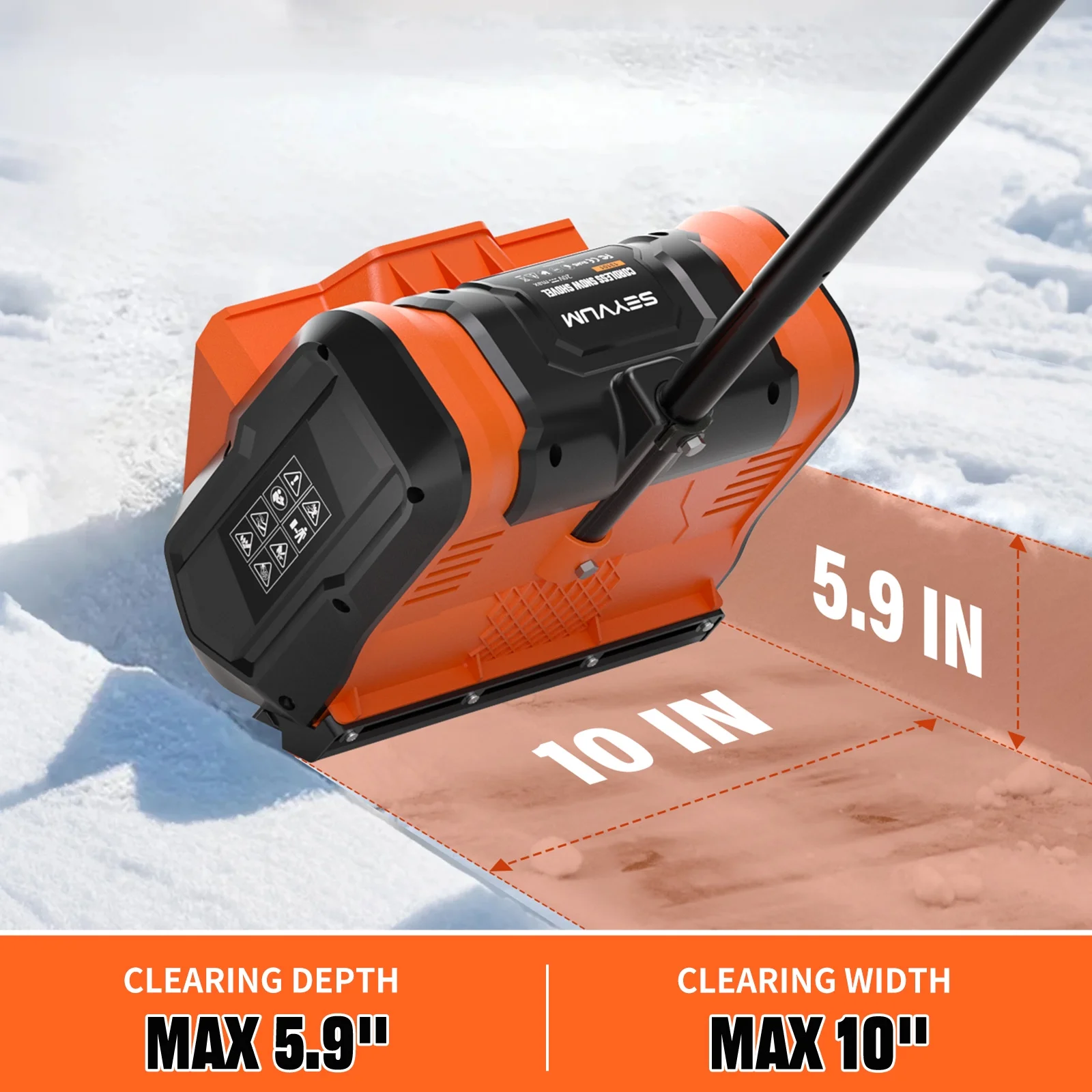 20V Cordless Electric Snow Shovel, 10-Inch Battery Powered Snow Shovel with 4.0Ah Charger, Lightweight for Decks, Patios, and Walkways - Image 5