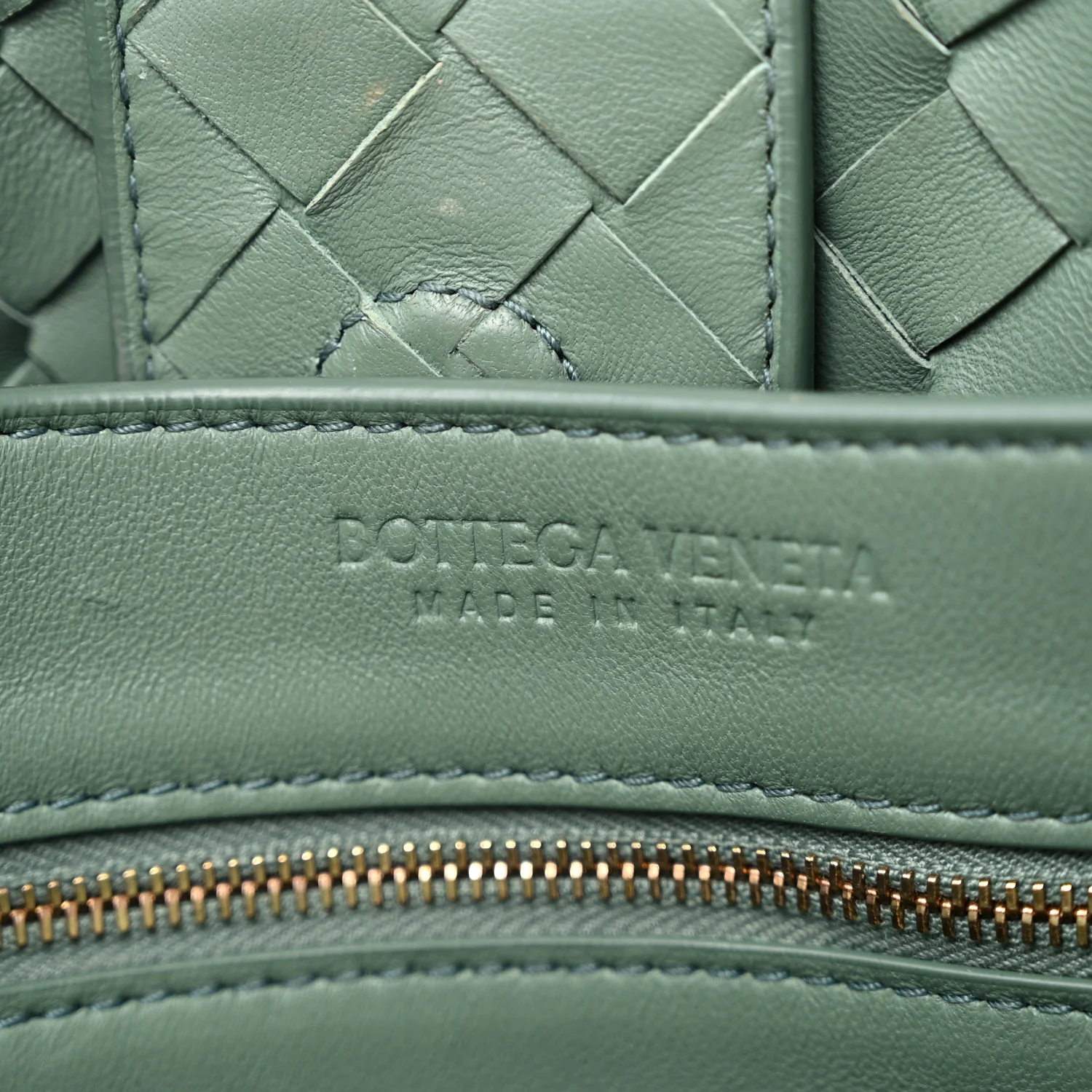 Nappa Intrecciato Medium Andiamo Shoulder Bag Aloe