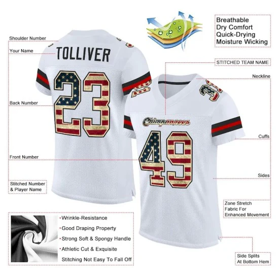 Custom White Vintage USA Flag-Black Mesh Jersey