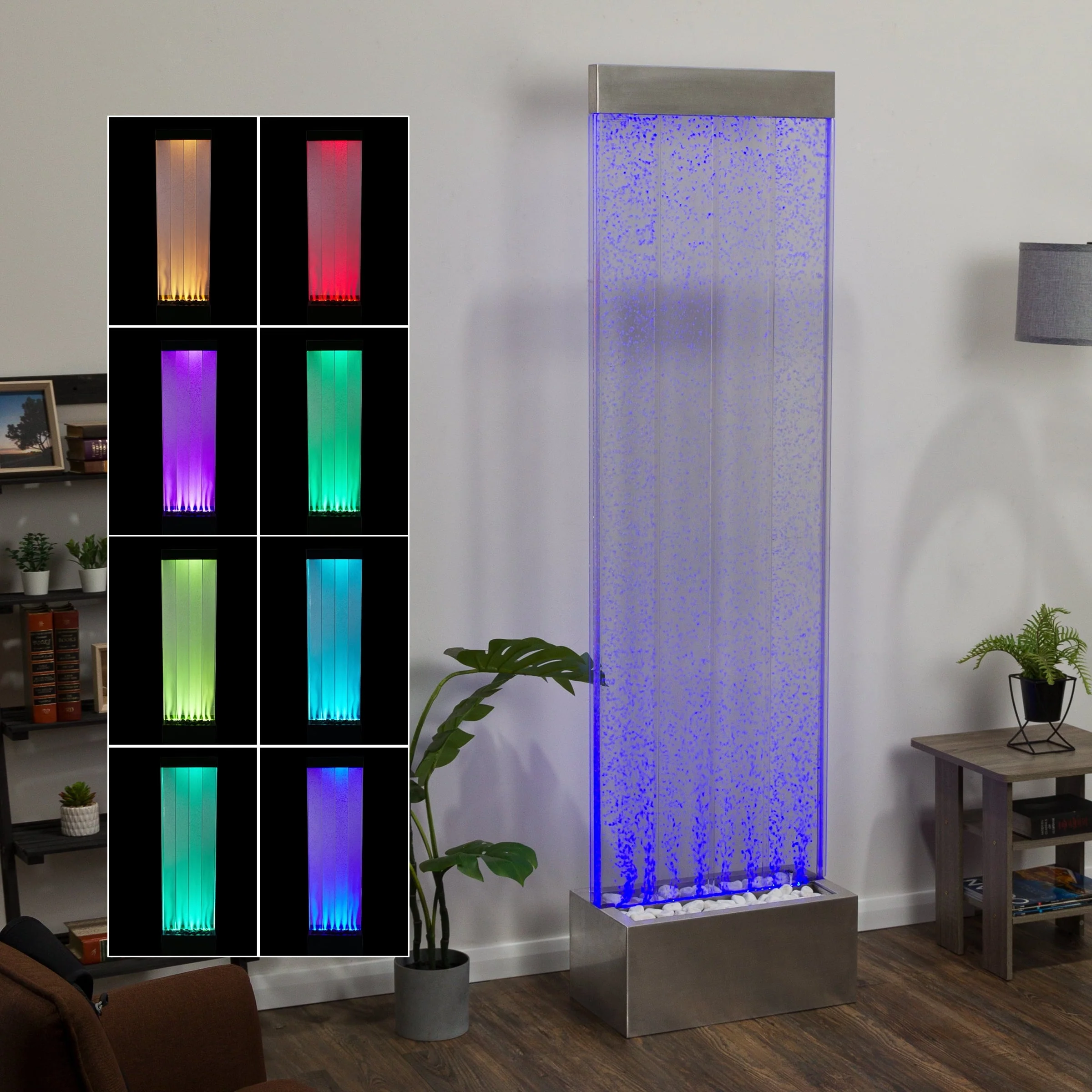 72"H Indoor Acrylic Bubble Wall Corded Electric Fountain(Black) Image 8