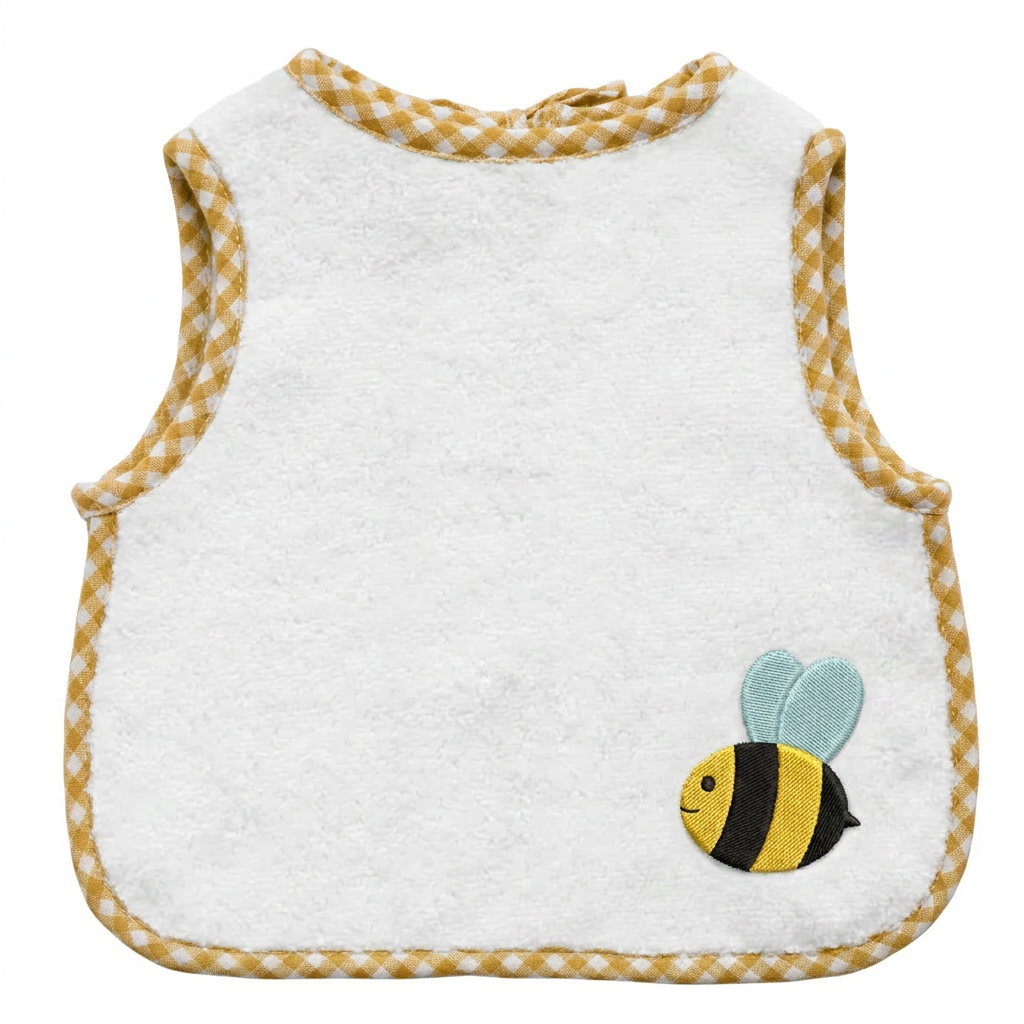 Multi Purpose Grid Trim Embroidery Rabbit Flower Terry Fabric Anti Spill Burp Apron Support Pattern Packing Baby Bibs