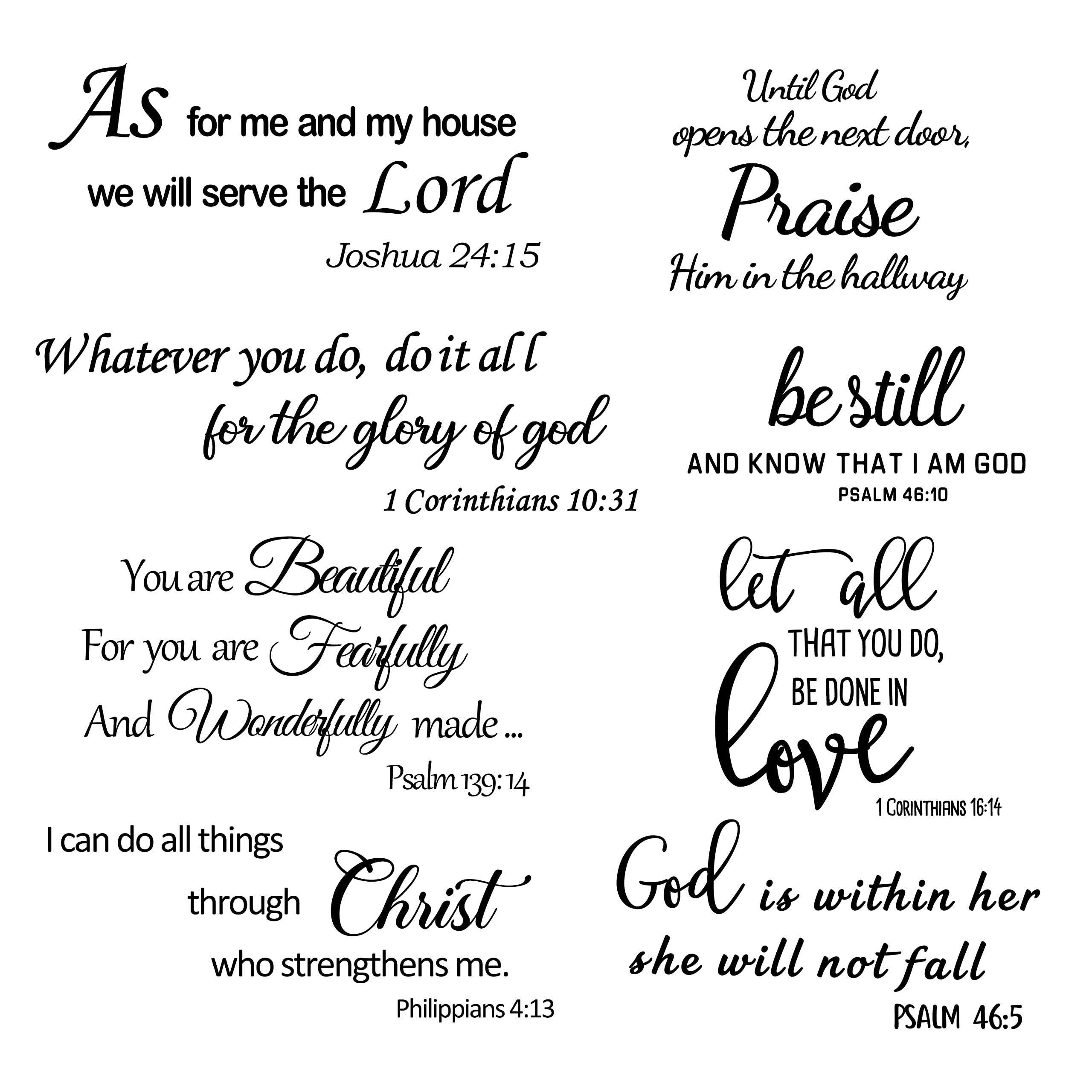 Bible Verse Wall Decals Inspirational Wall Decals Quotes Christian Scripture Religious Wall Stickers Peel and Stick Motivational Decal Postive
