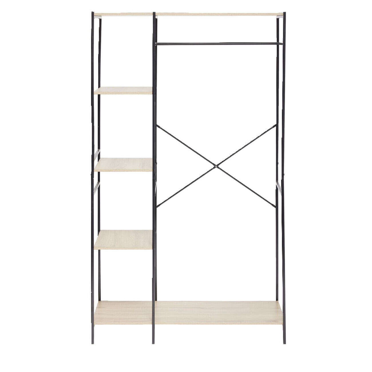 Penderie dressing 4 niveaux métal et bois 90x40xH165cm