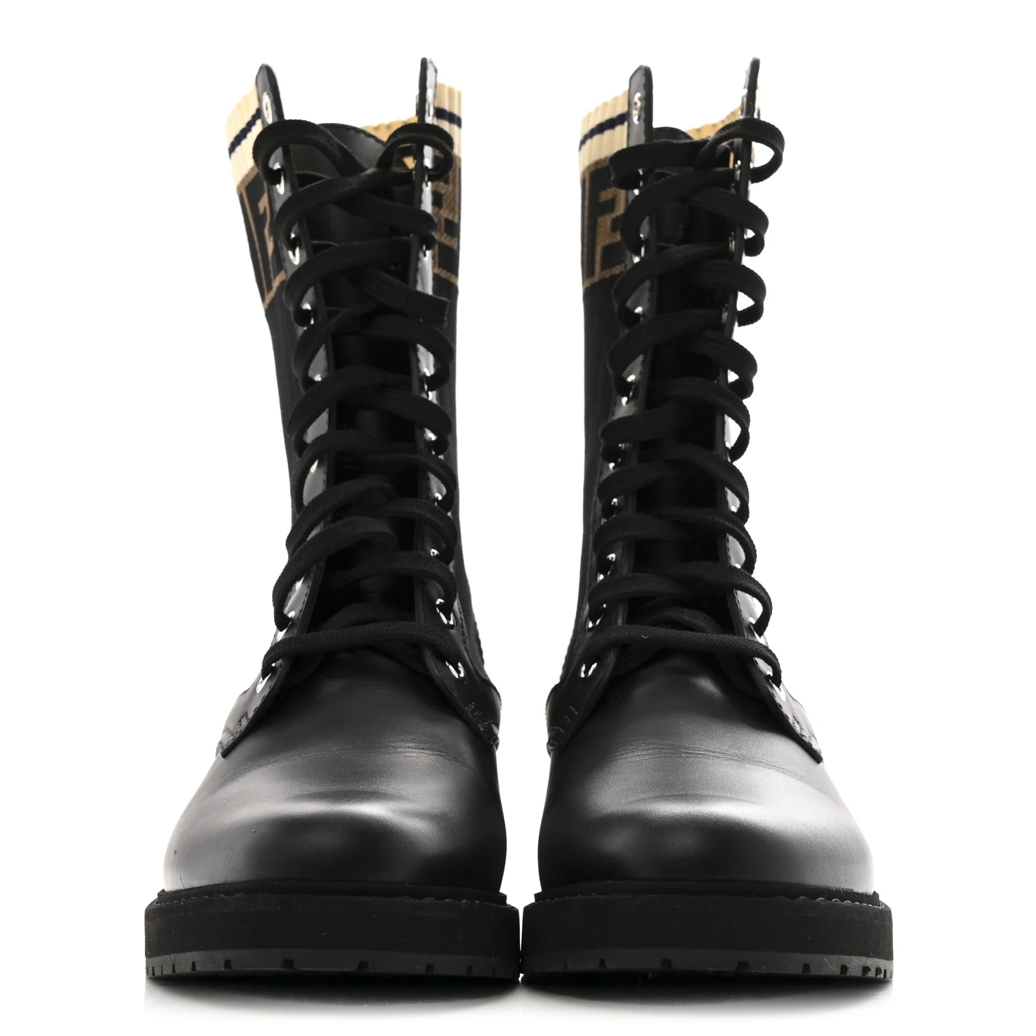 Calfskin Stretch Fabric Rockoko Biker Boots 40 Tobacco Black Marino