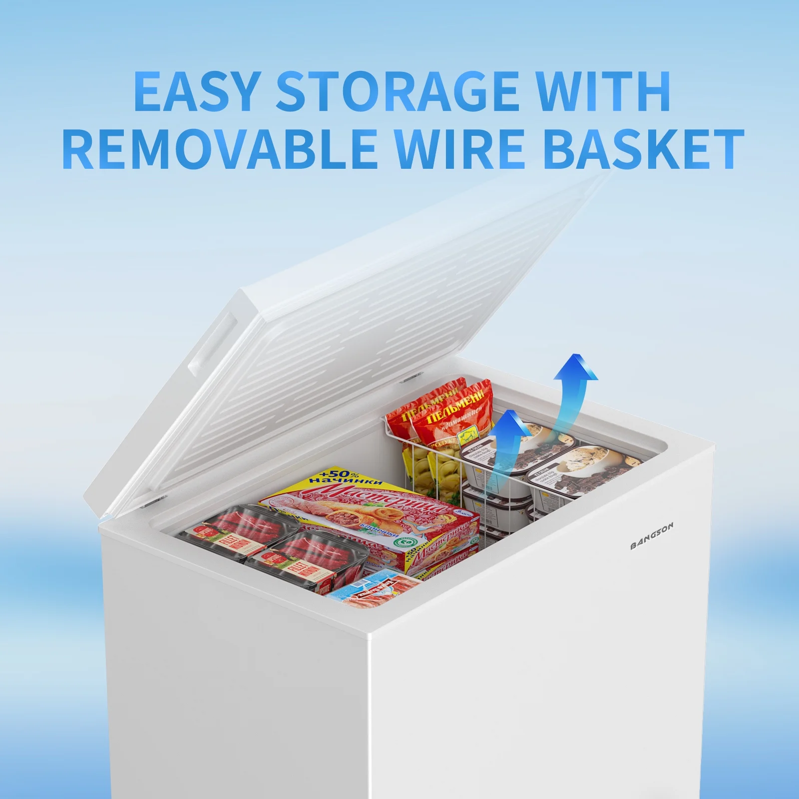 7.0 Cu.Ft Chest Freezer, Deep Freezer with Adjustable Thermostat, Top Open Door Freezer with Removable Basket, Quiet Operation, Ideal for Kitchen/Apartment/Office - Image 5