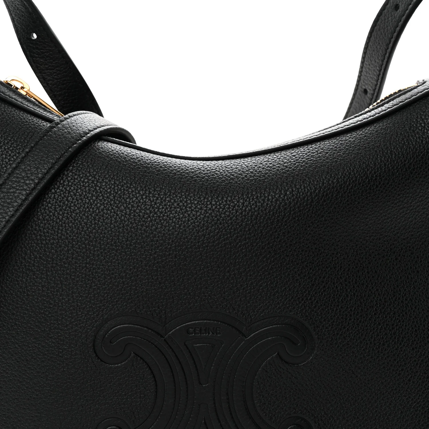 Supple Calfskin Cuir Triomphe Small Heloise Shoulder Bag Black