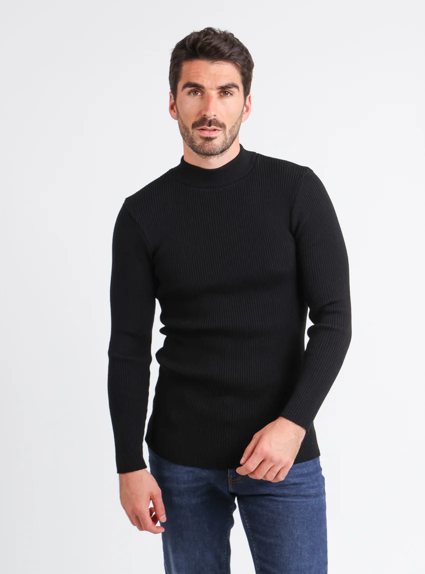 Pull homme 100% laine mérinos Noir