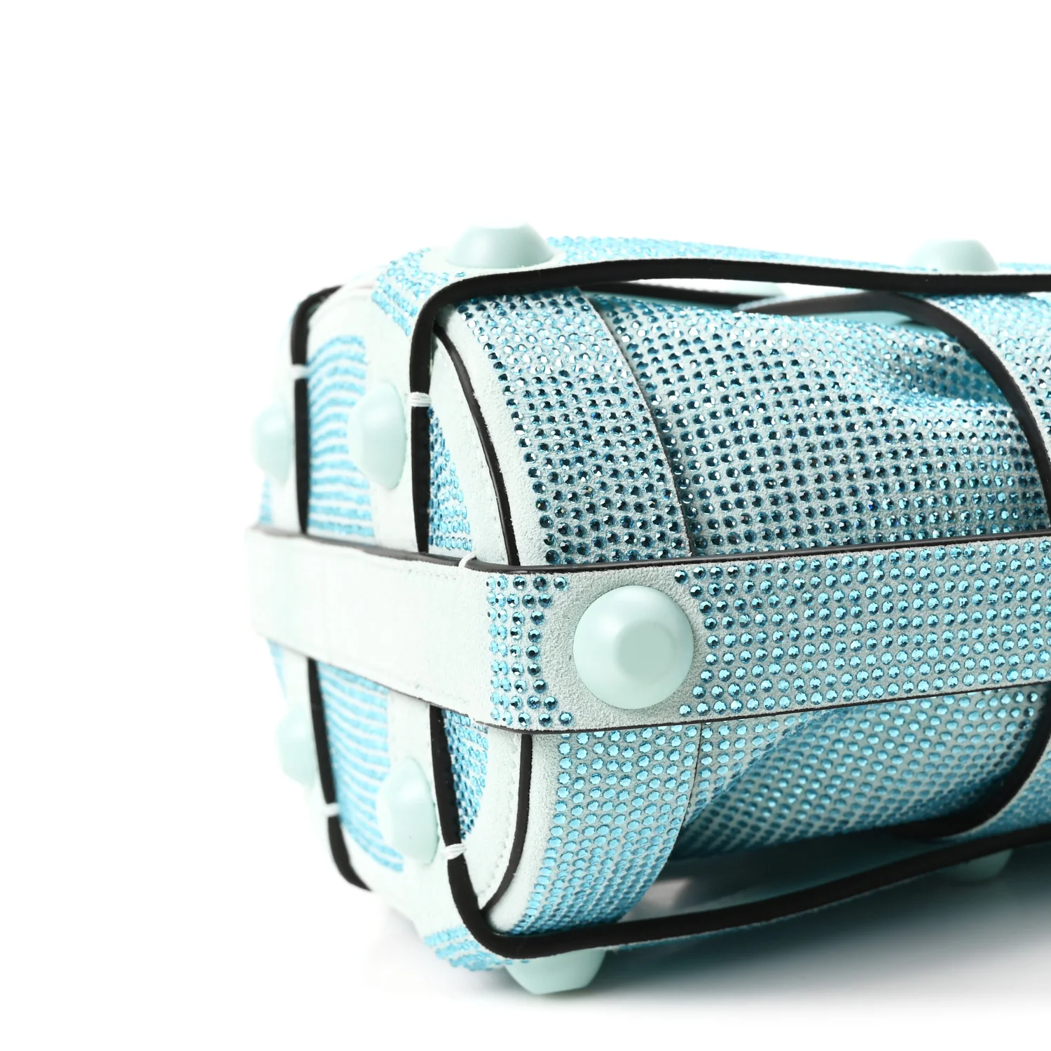Calfskin Crystal Small Cage Bag Blue