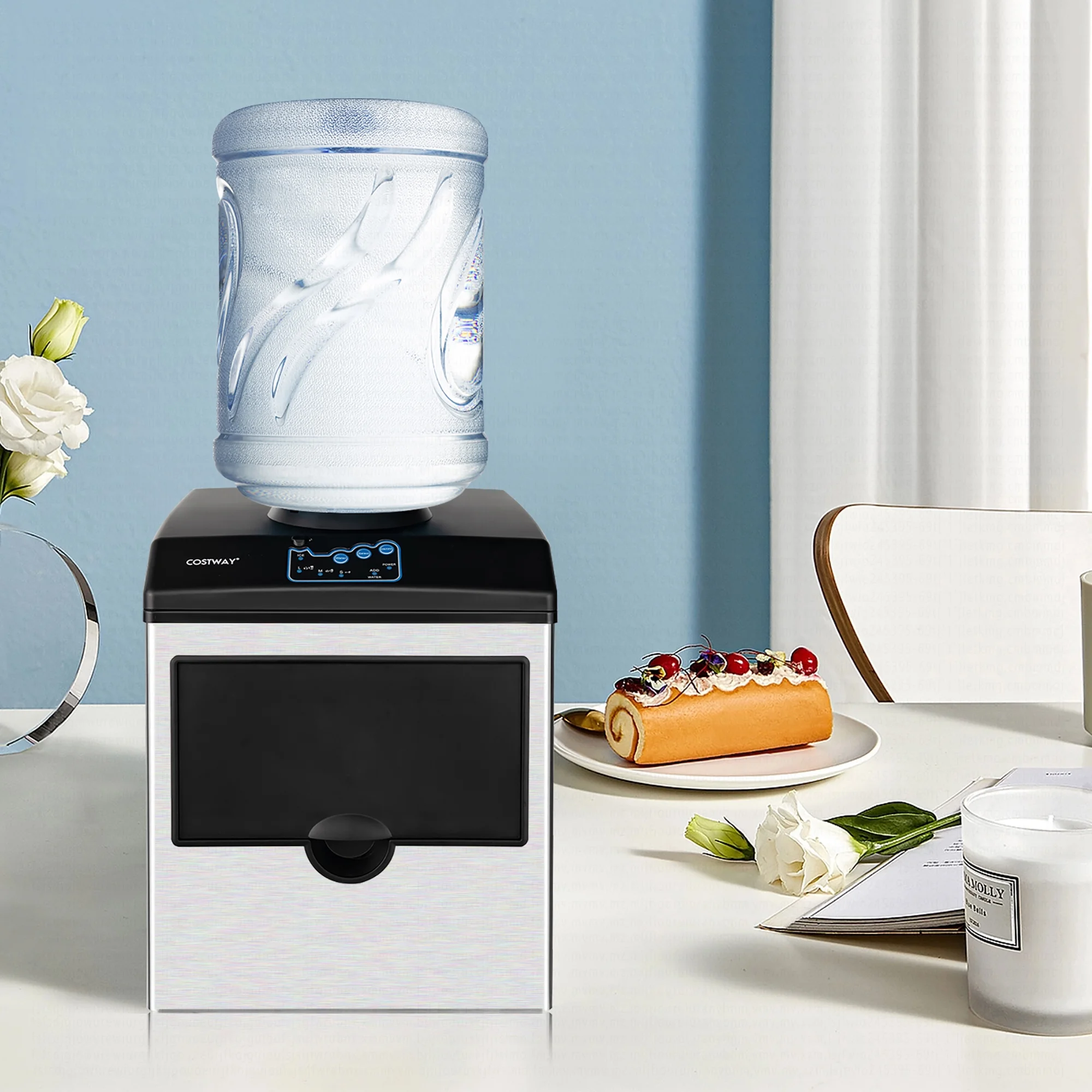 Costway 2 - in - 1 Stainless Steel Countertop Ice Maker Water Dispenser 48 lb/24H W/ Scoop