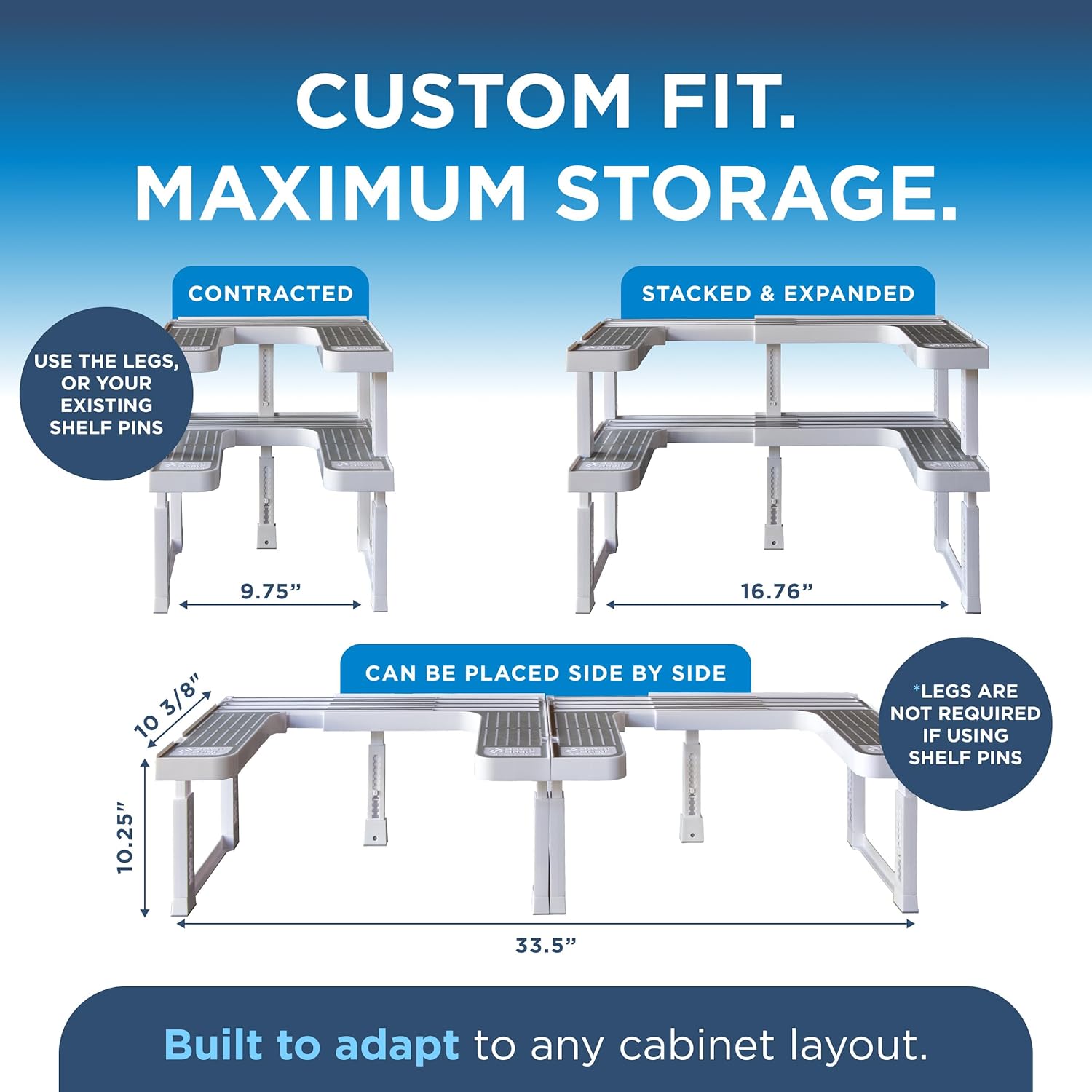 Spicy Shelf 3.0 - Expandable 2 Tiered Spice Rack Organizer for Cabinet & Pantry - Kitchen Seasoning Organizer - Cabinet Spice Racks for Inside Cabinets (Spicy Shelf Premium) - Home Organization