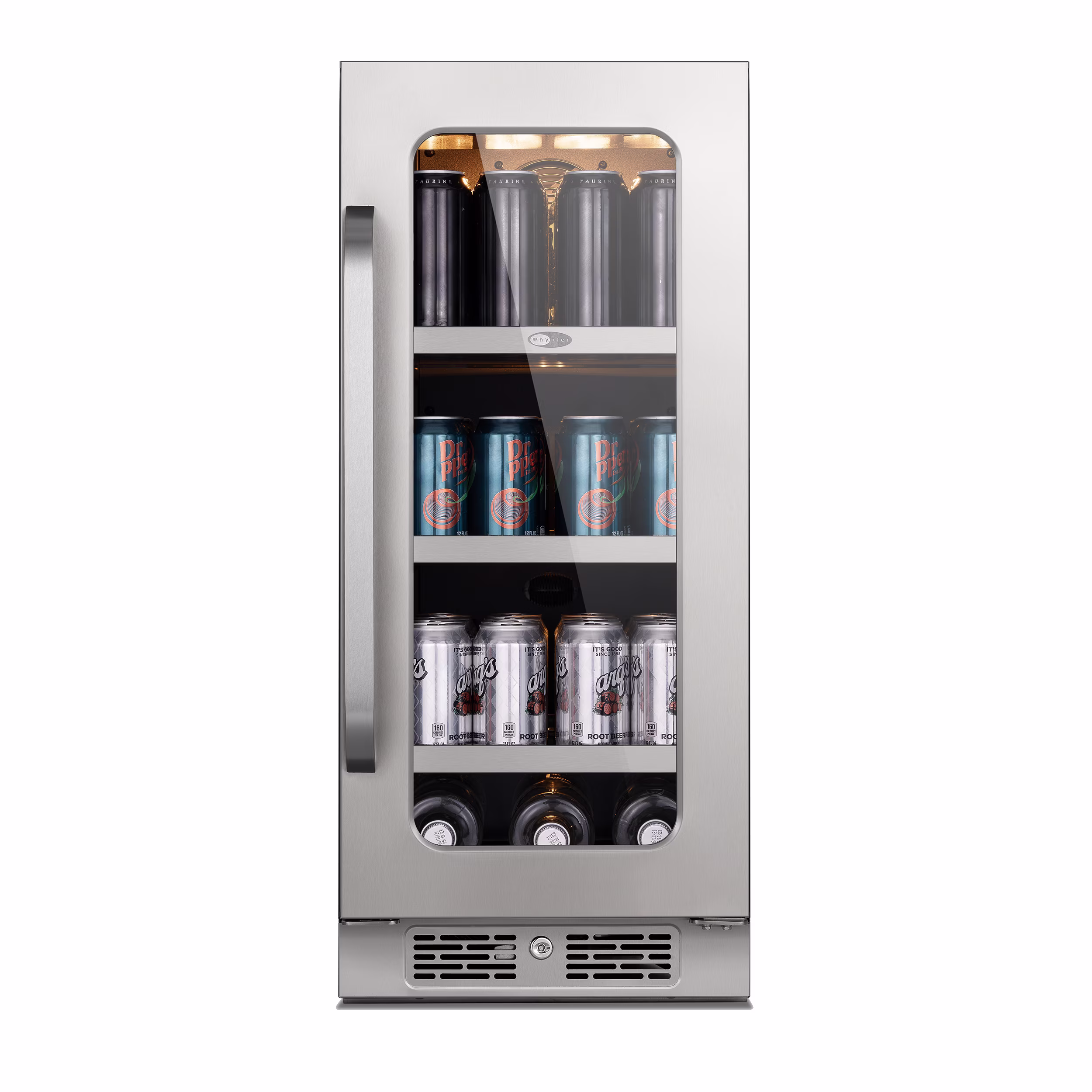 Whynter 15 in Beverage Refrigerator Cooler - 80 Can Mini Fridge with Glass Door for Soda Beer, 3 LED Compressor Fridge for Home Office Bar(3.0 Cu.ft)