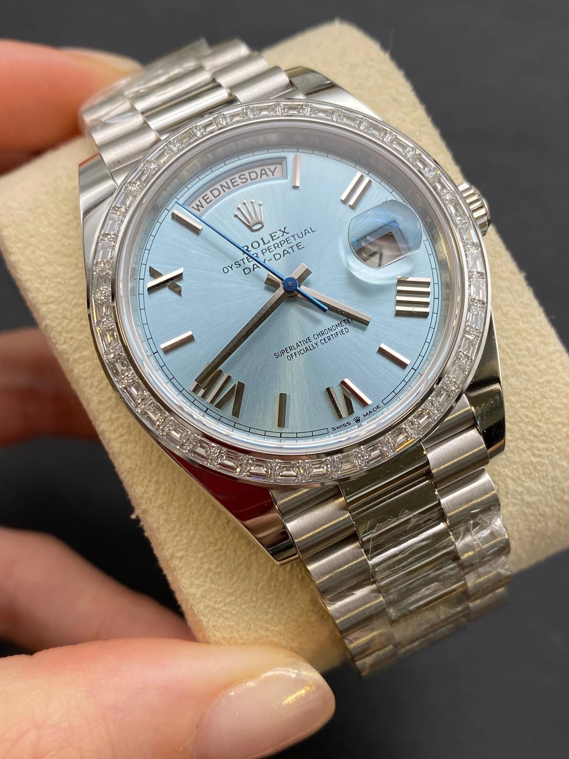[Super Clone]RLX Day-Date 40mm 228396TBR-0030 Ice Blue Roman Dial