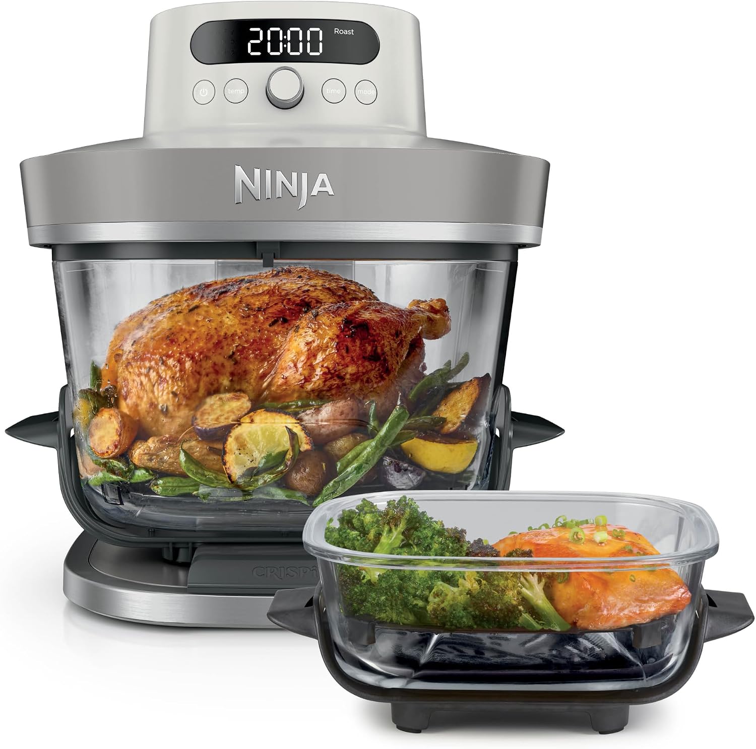 Ninja Crispi Pro Glass Air Fryer, 6-in-1, Ash Grey, AS101DG