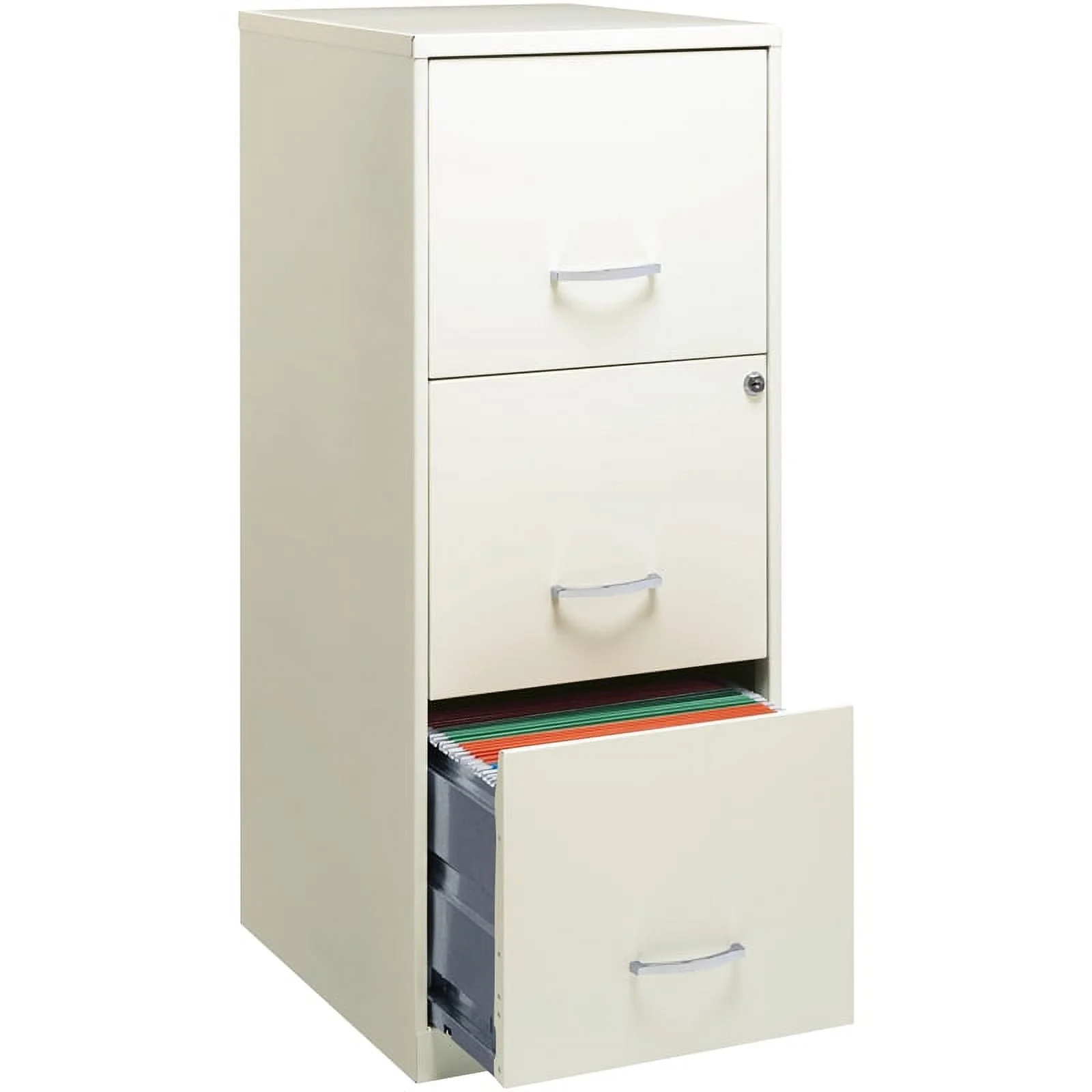 3 Drawer Vertical Metal File Cabinet with Lock Pearl White