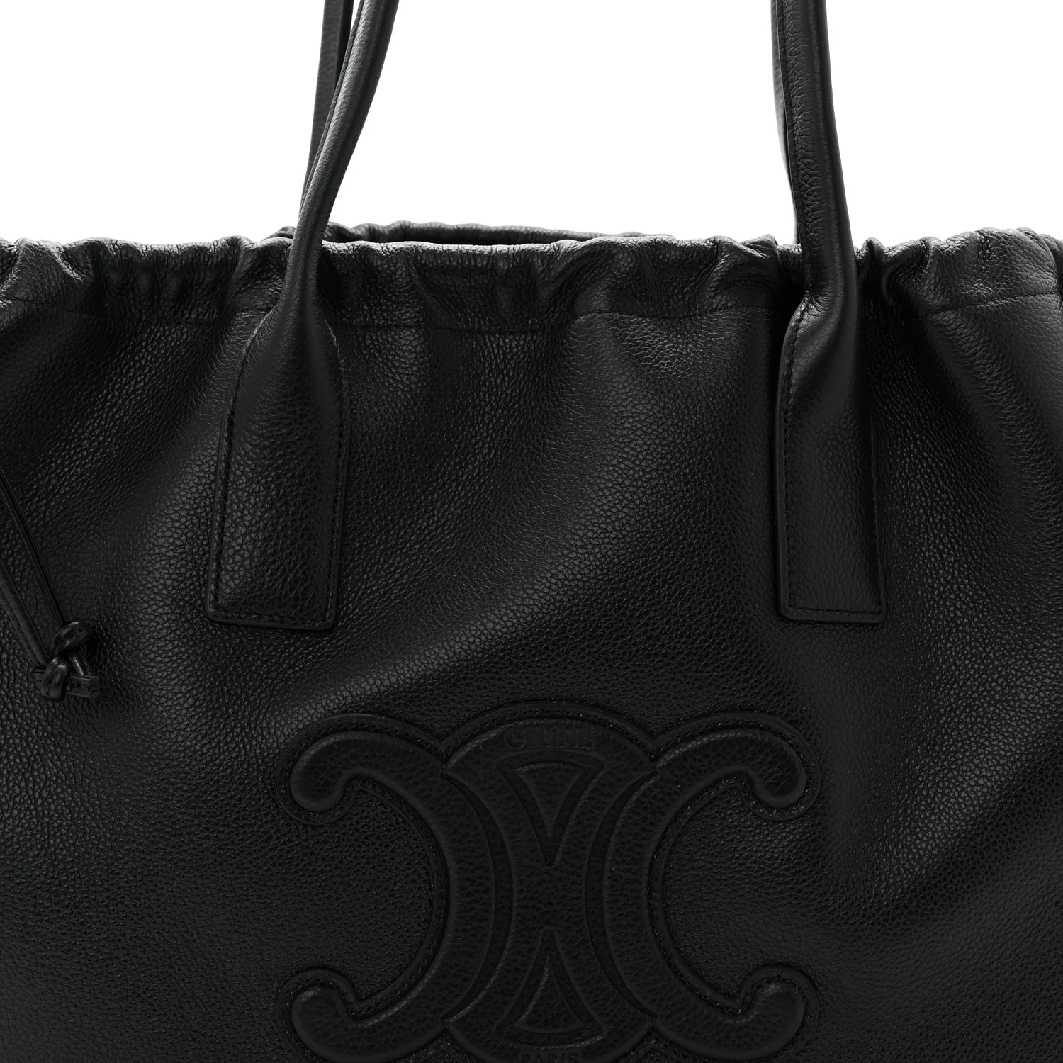 Calfskin Cuir Triomphe Cabas Drawstring Black
