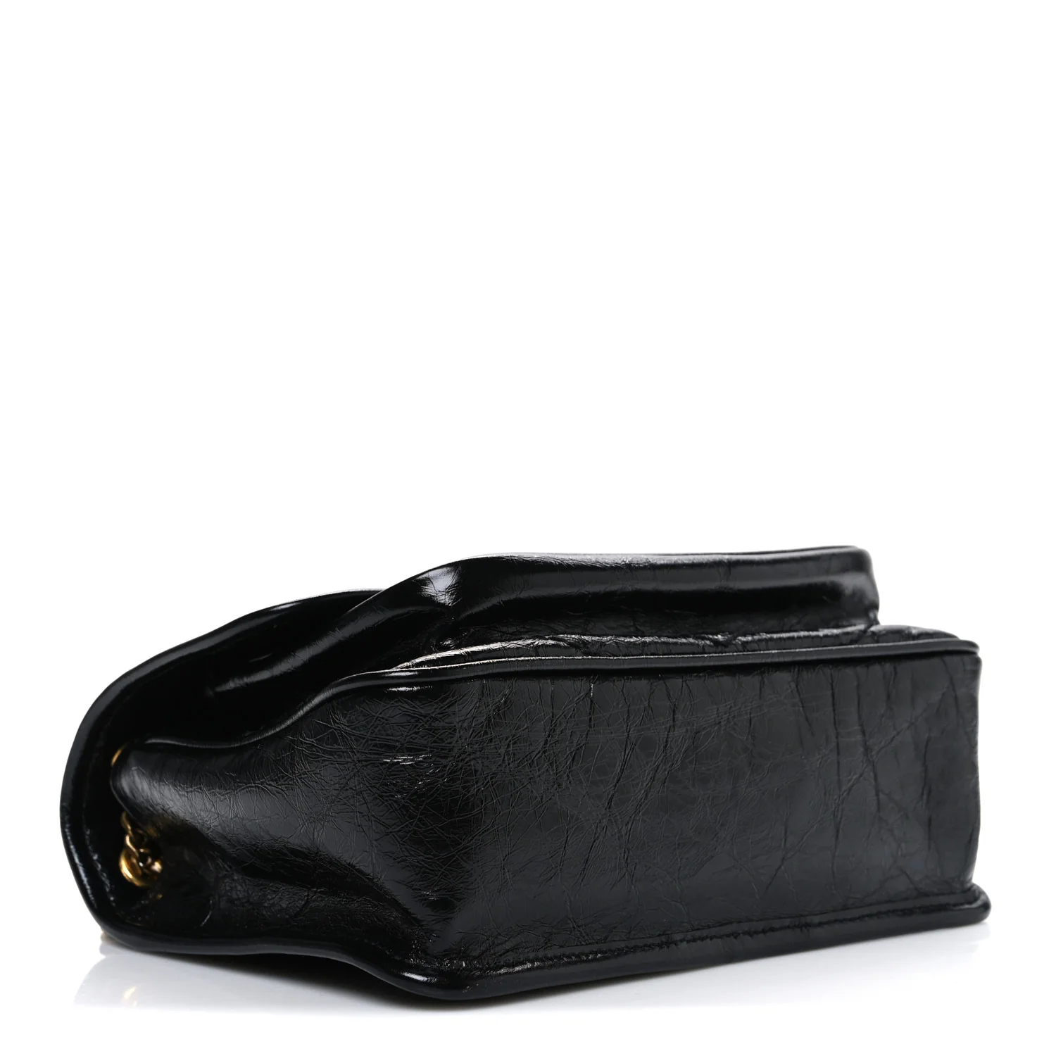 Crinkled Calfskin Matelasse Monogram Baby Niki Chain Satchel Black