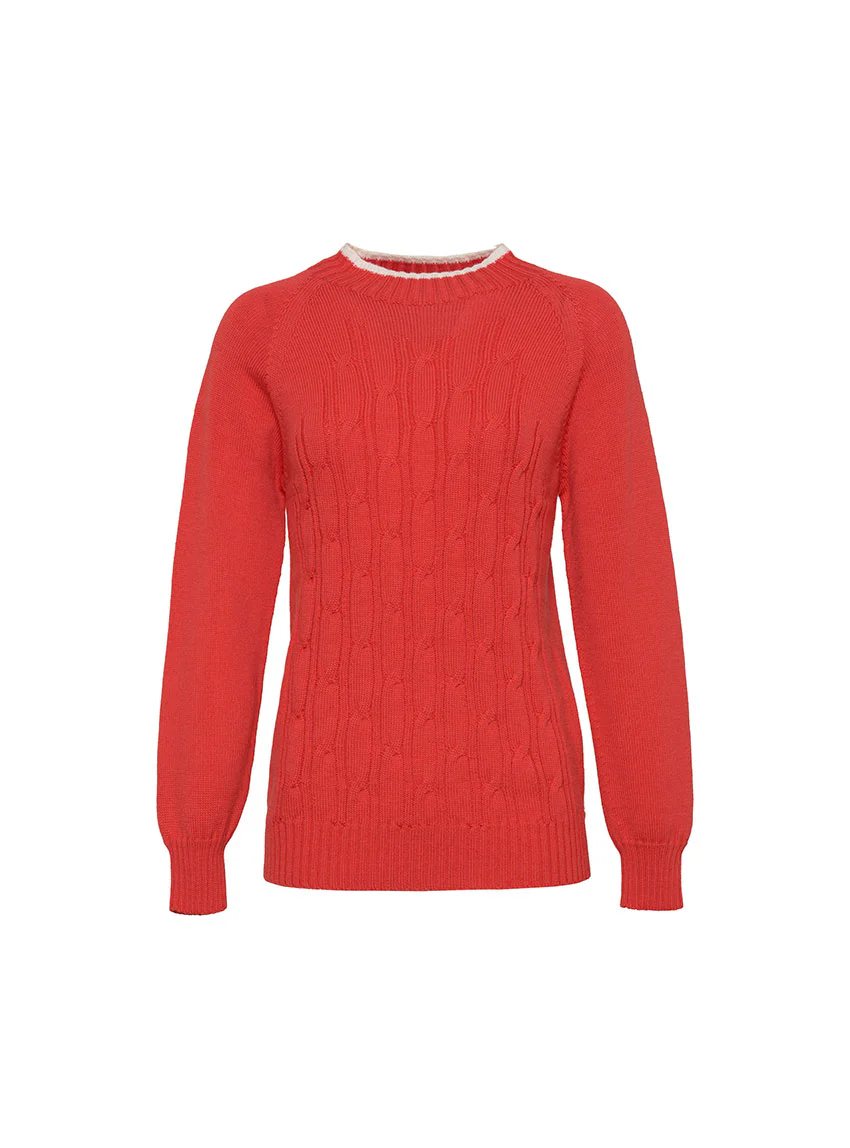 Pull femme en laine mérinos rouge doux
