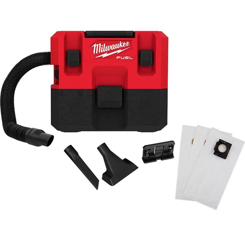 Milwaukee 0960-20-49-90-2016 M12 Fuel 12-Volt Lithium-Ion Cordless 1.6 gal. Wet/Dry Shop Vacuum with 3 Pk Fleece Dust Bags