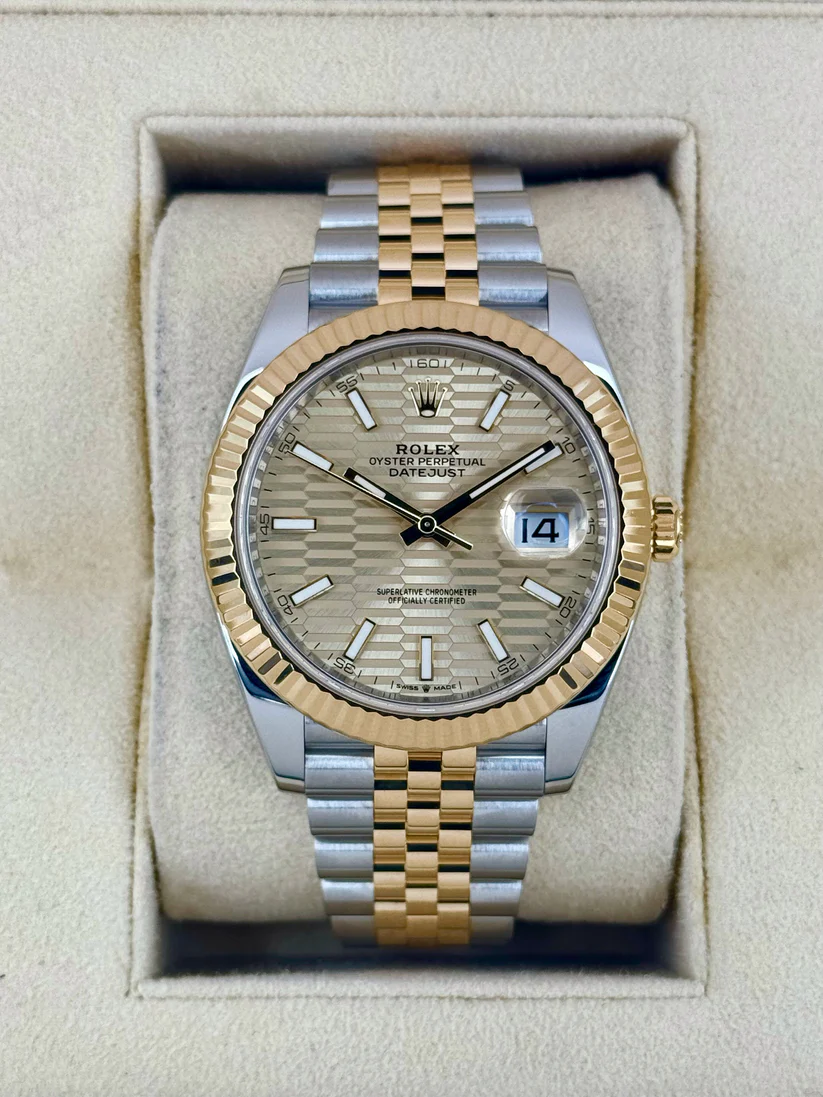 [Super Clone]RLX  Datejust 41mm Swiss Replica Watch | Two Tone Jubilee Bracele Champagne Fluted Dial Ref 126333