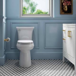 Toilette allongée extra haute KOHLER Highline Arc, 1,28 GPF, blanche avec siège