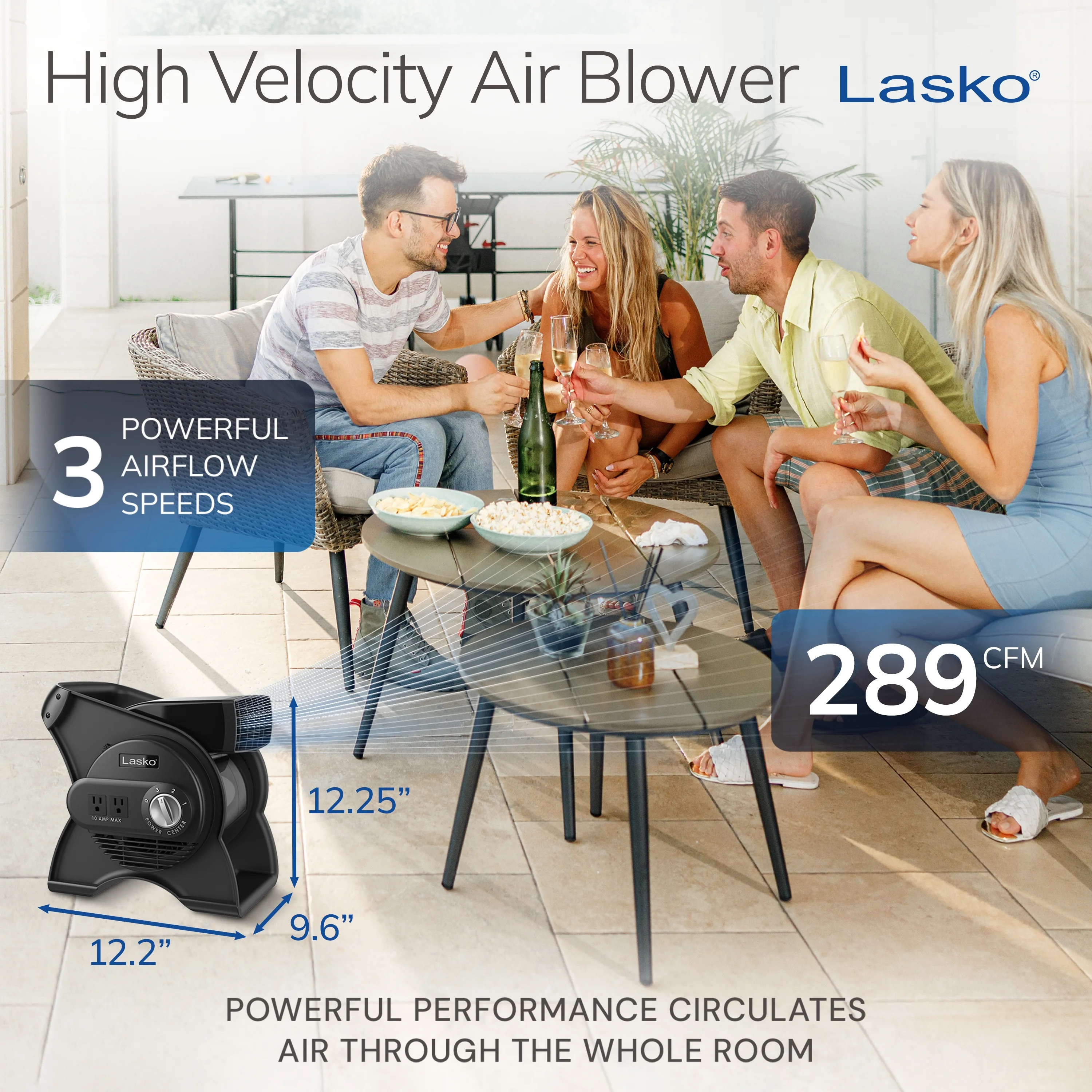 Pivoting Pro 12" 3-Speed Rotating Head Free Standing Blower Fan, 289 CFM, Black, U12104(Blower Fan Motor) - Image 4