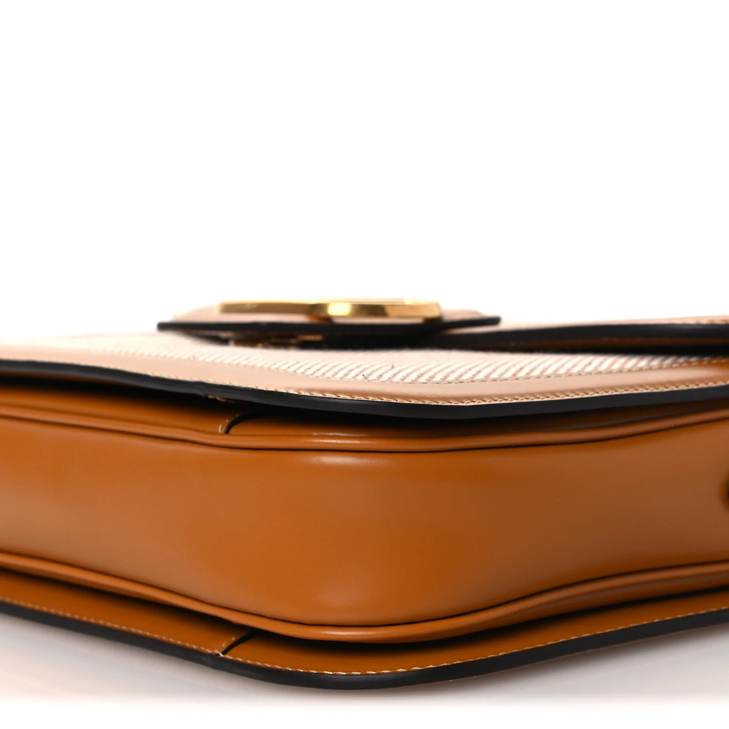 Smooth Calfskin Canvas 9to5 Shoulder Bag Natural Golden