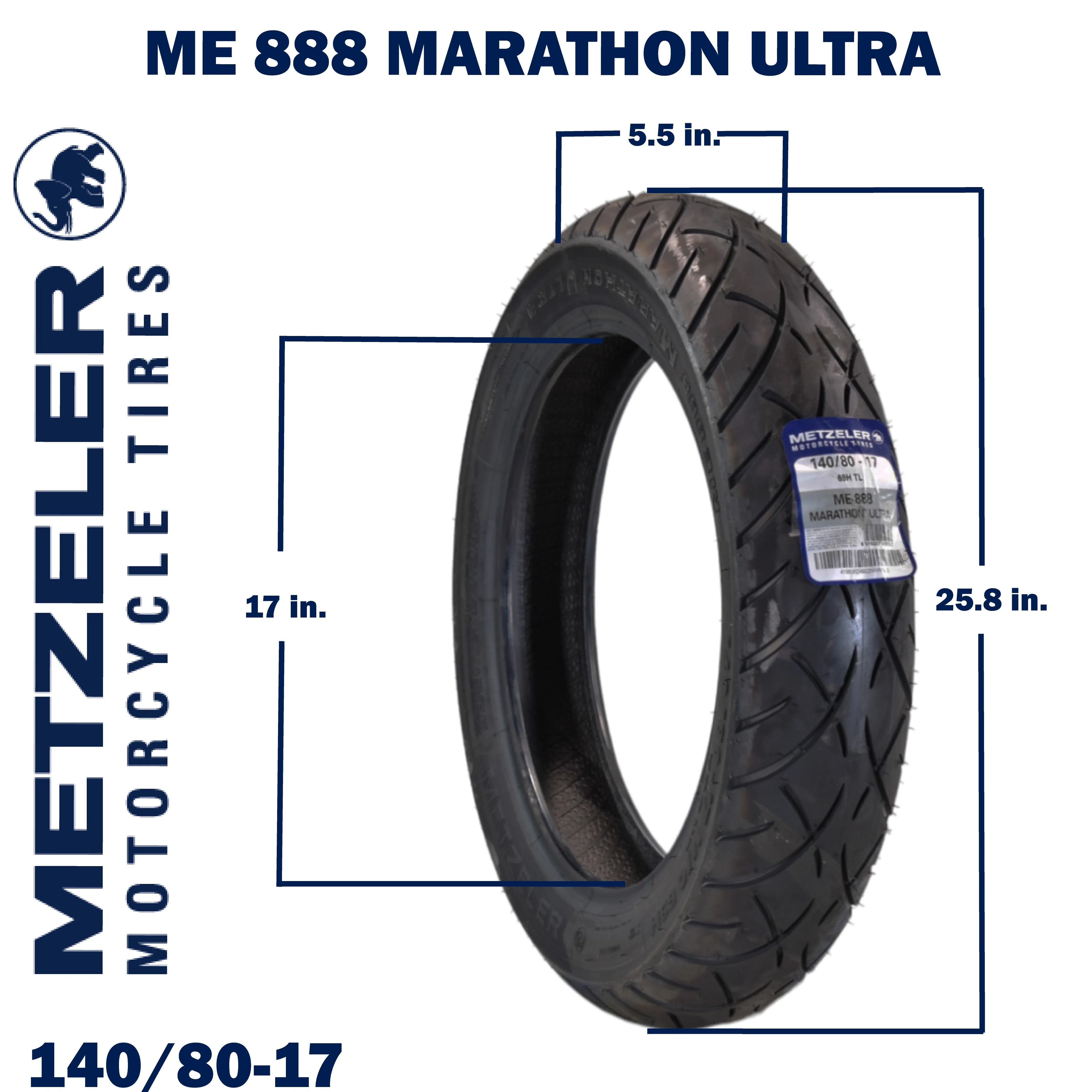 Metzeler ME 888 Marathon Ultra Front 140/80 - 17 69H Motorcycle Tire with Keychain