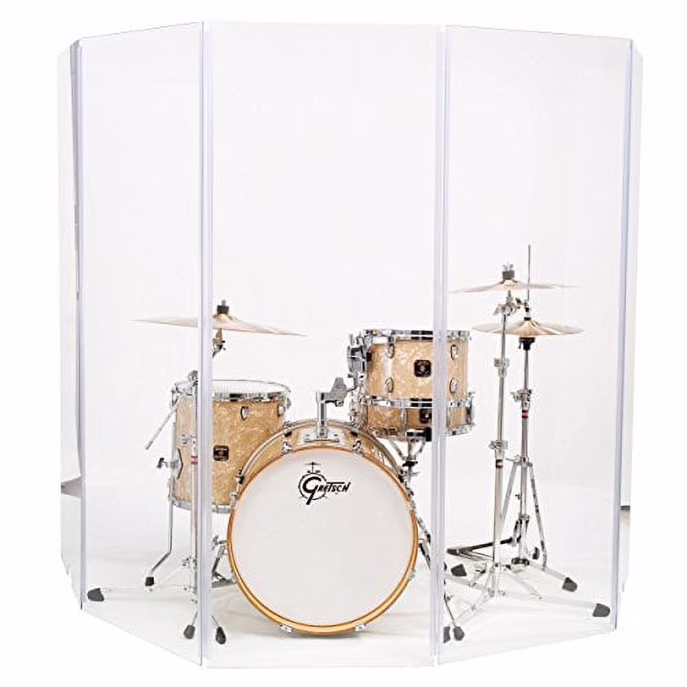 Drum Shield, Comes w/ 5 Panels Chrome Hinges, 5 ft Clear Acrylic Panels
