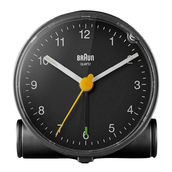 Vekkerklokke analog 6,9 cm svart