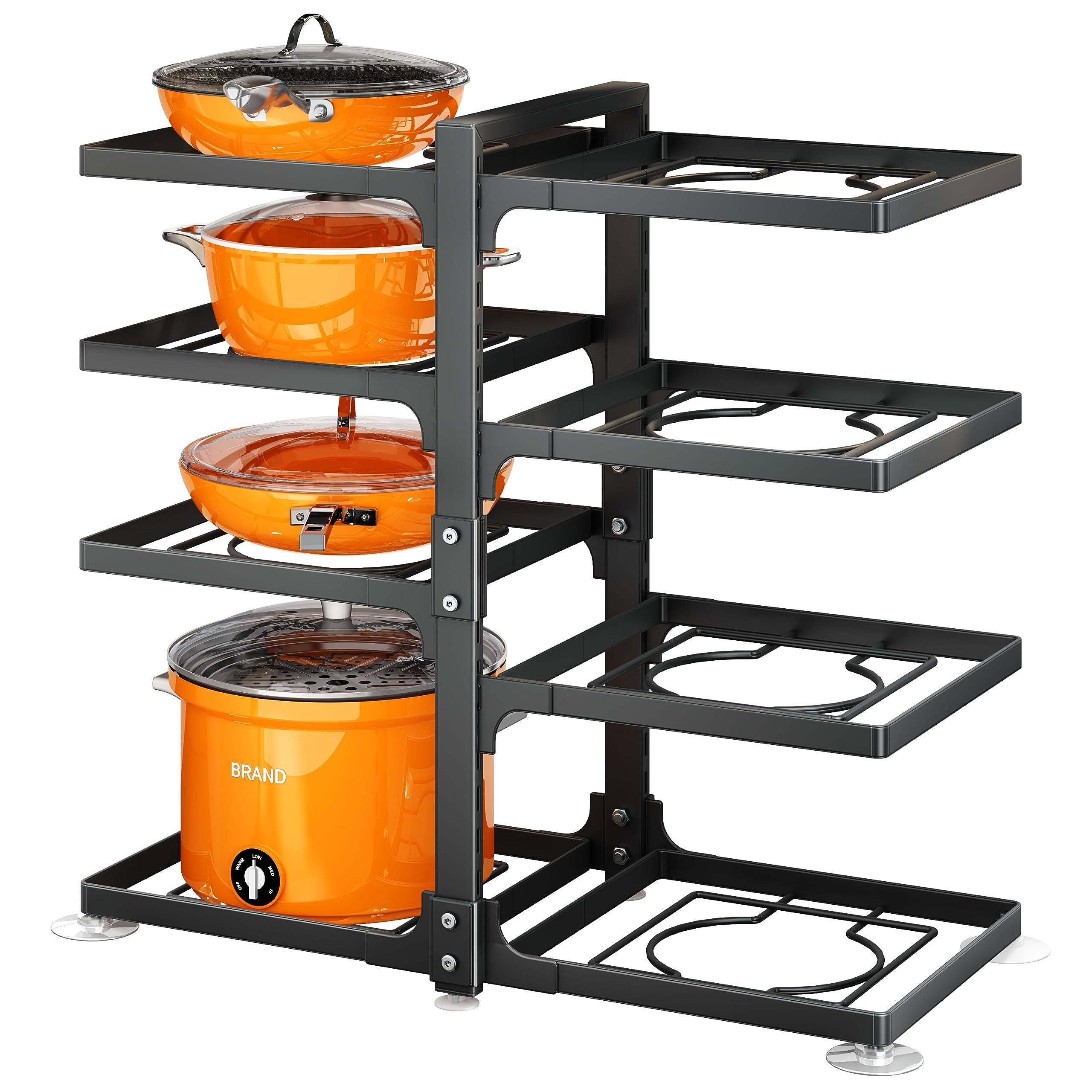 PXRACK Pots and Pans Organizer for Cabinet, 8 Tier Adjustable Pot and Pan Organizer Rack for Kitchen Under Cabinet Organization & Storage, Heavy