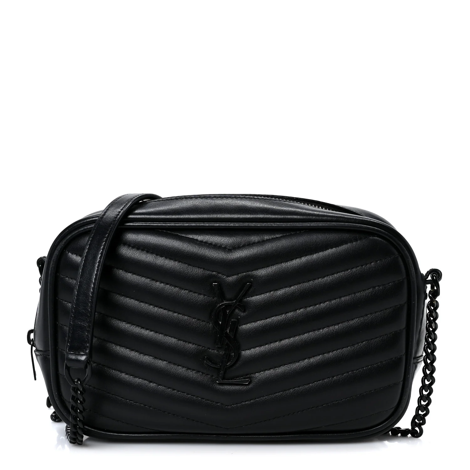 Calfskin Matelasse Monochrome Monogram Mini Lou Camera Bag Black