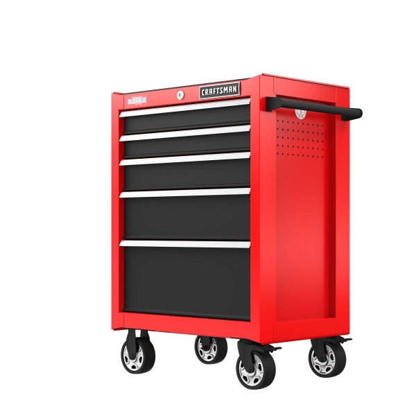 2025 Série 2000 Armoire à outils roulante en acier à 5 tiroirs, 26 po L x 36,5 po H (rouge)
