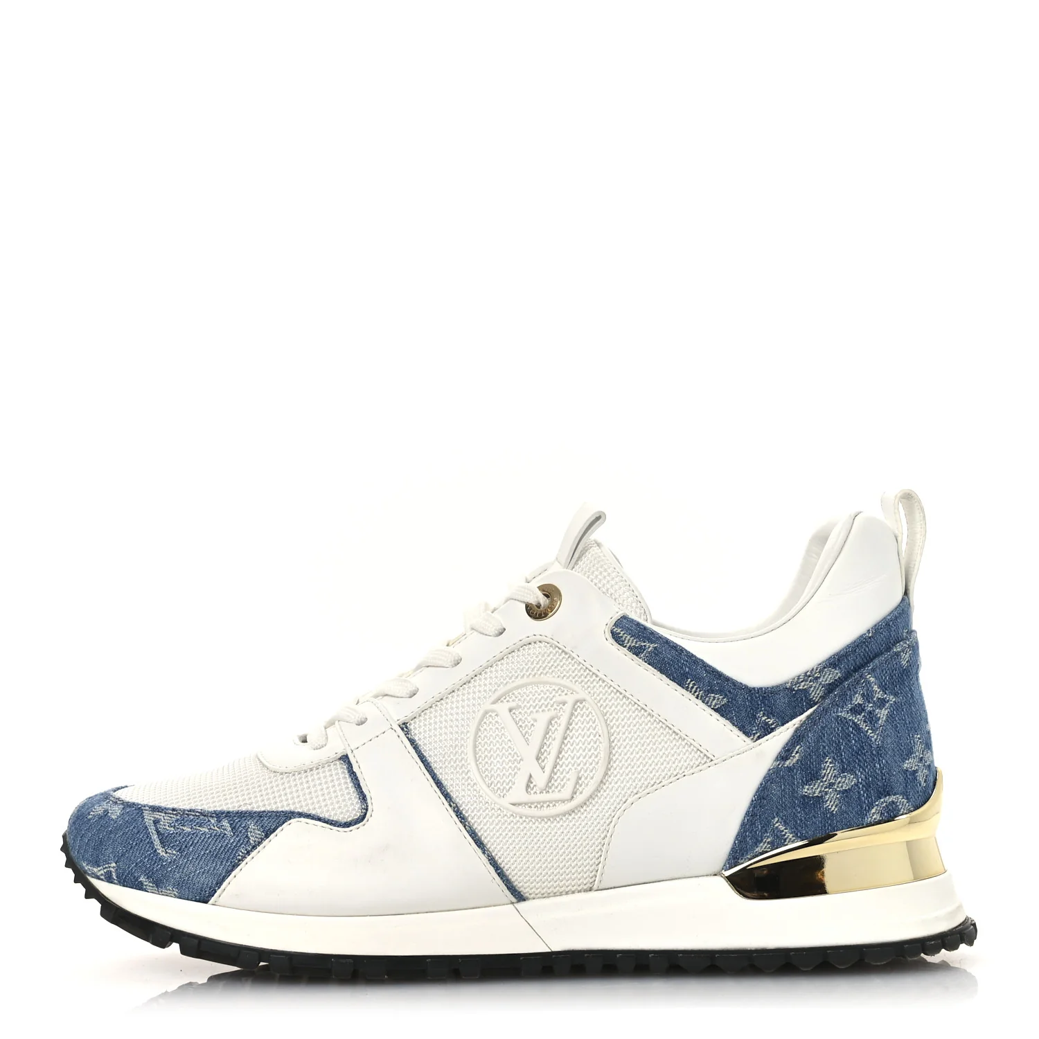 Calfskin Monogram Denim Run Away Sneakers 39 White