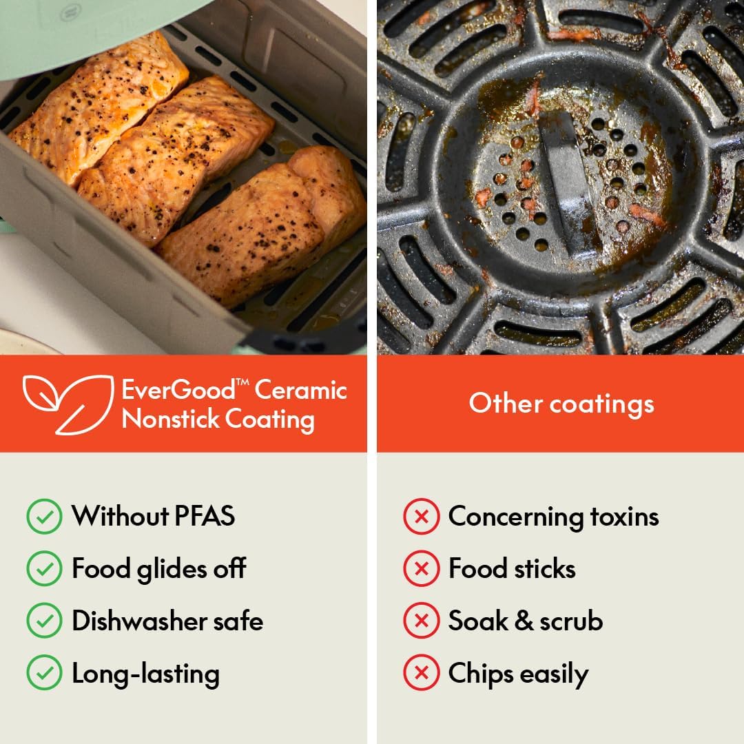 Bella Fits-anywhere™ Slim 4qt Air Fryer, 4qt Non-Toxic Coating, Seaglass